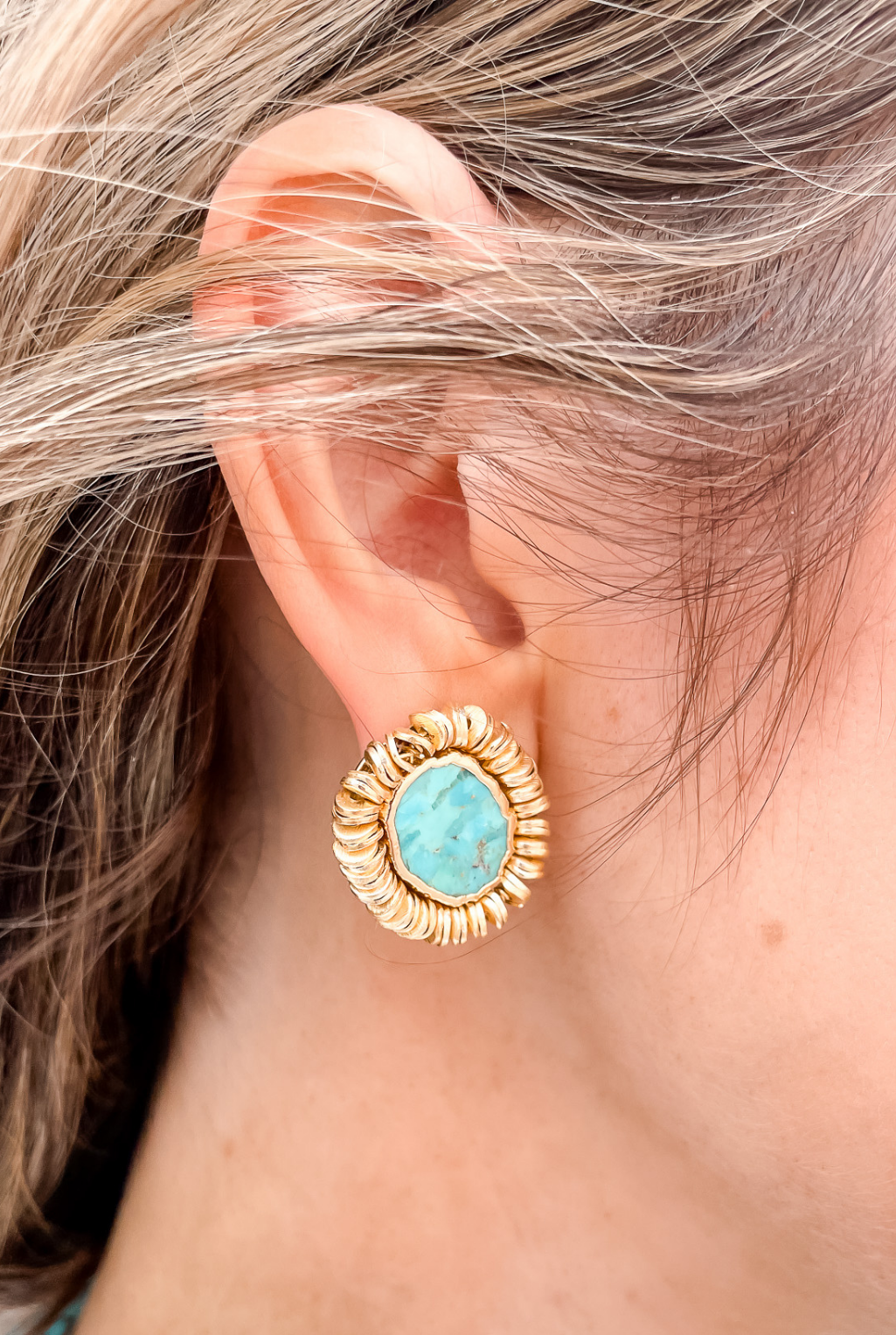 Scribble Stud Earrings - Turquoise