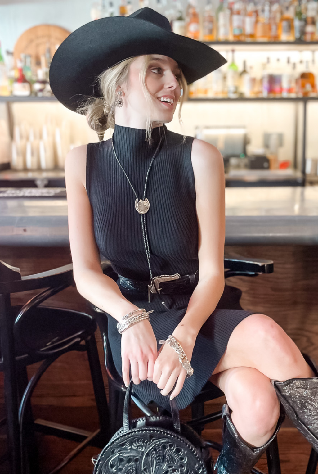 Dorothy Knit Skater Dress - Black