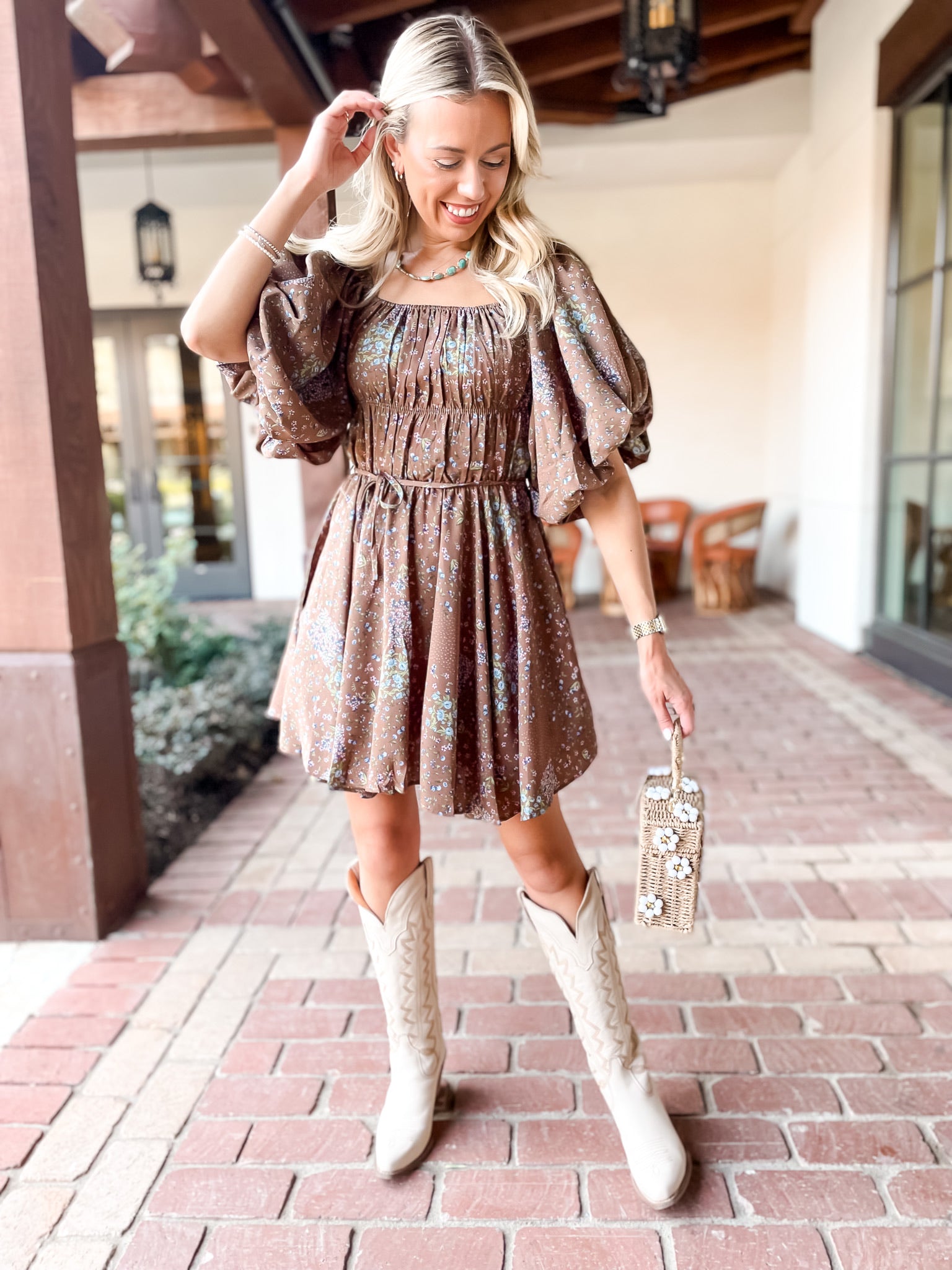 Cocoa Floral Bubble Dress