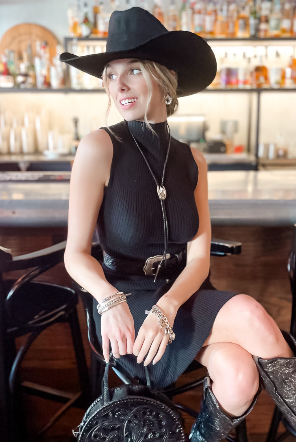 Dorothy Knit Skater Dress - Black