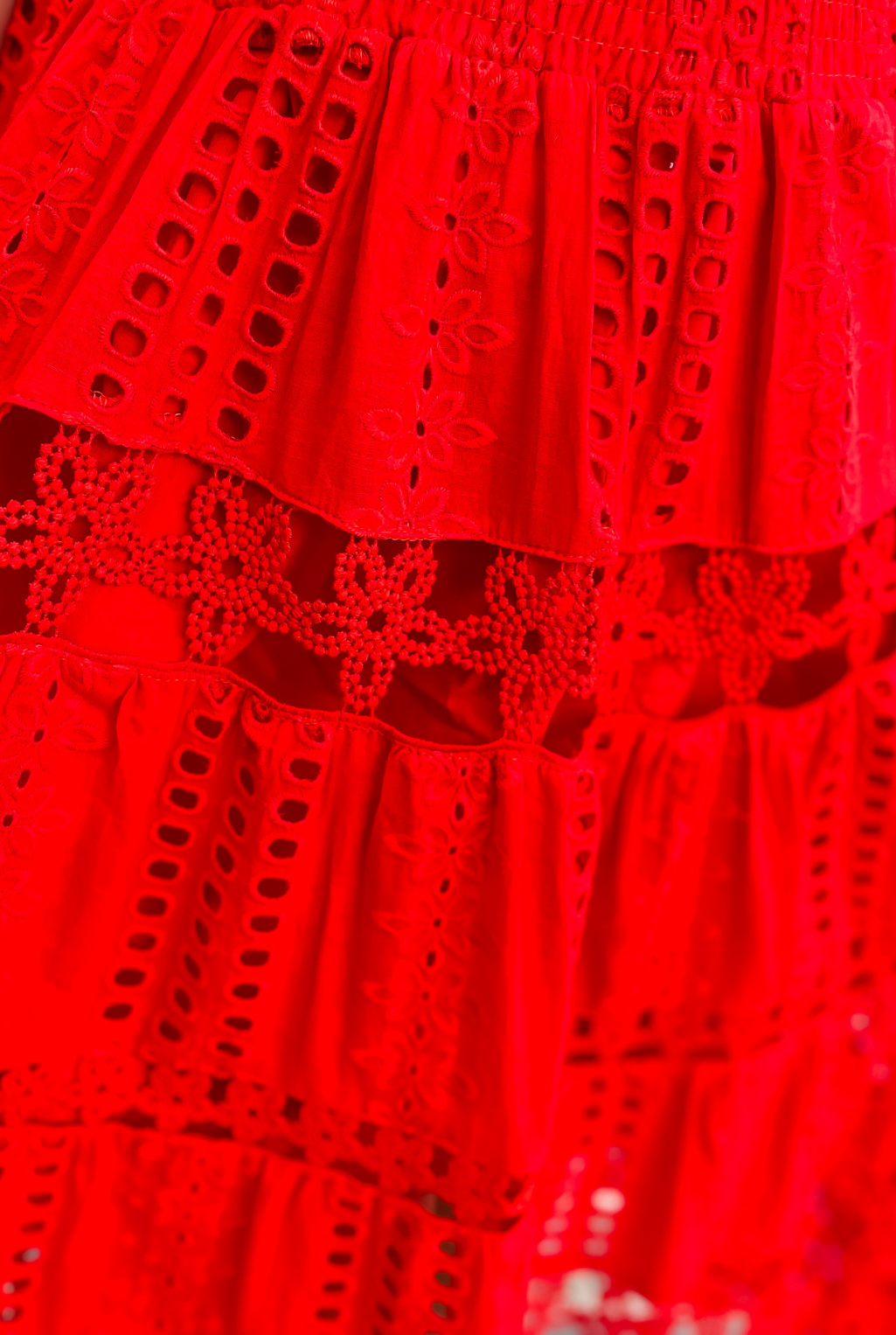 Eyelet Love Tube Dress - Red