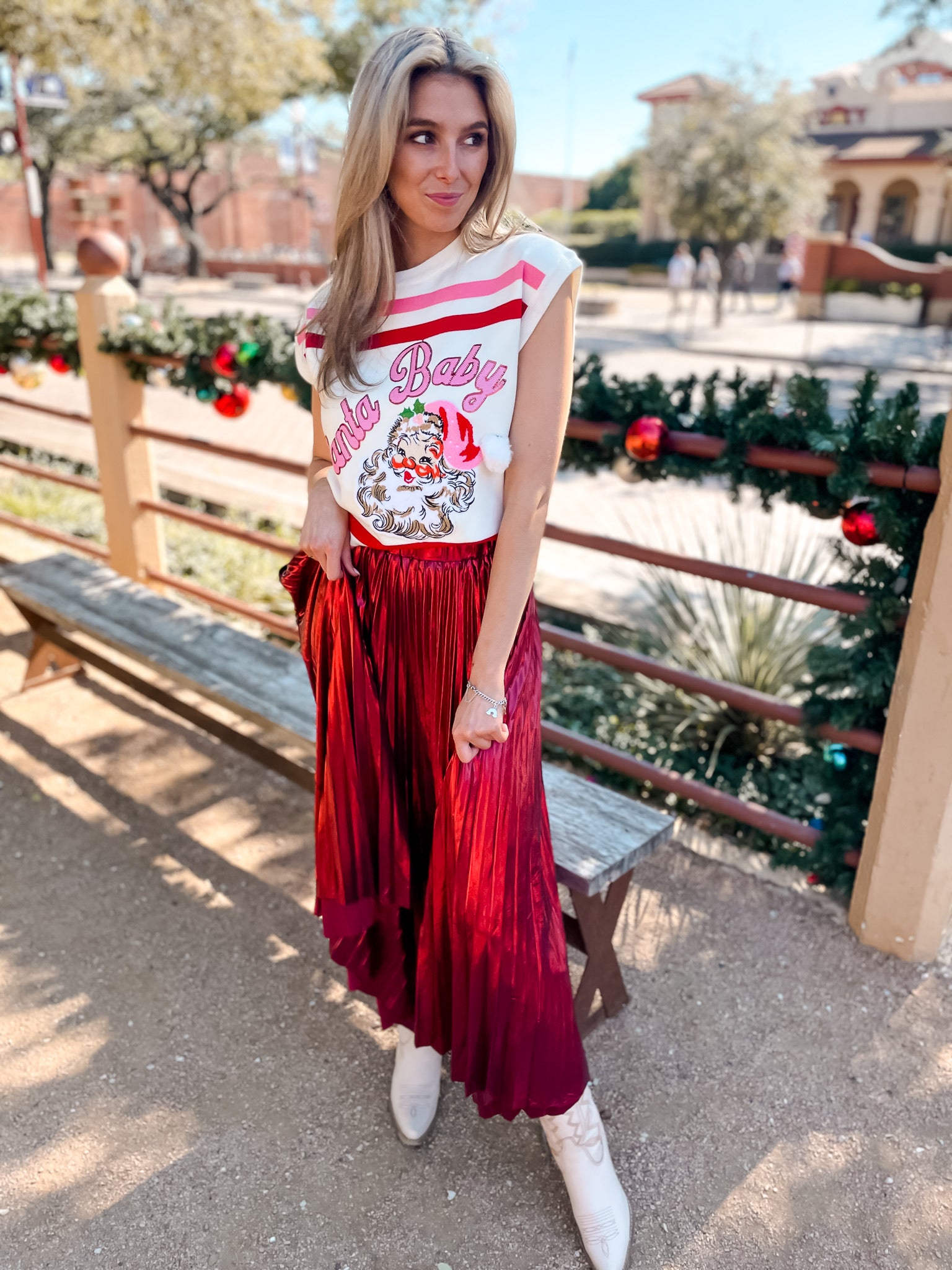 Alessandra Pleated Skirt - Burgundy