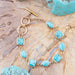 Genuine Blue Turquoise Hammered Golden Link Bracelet - Tucker Brown