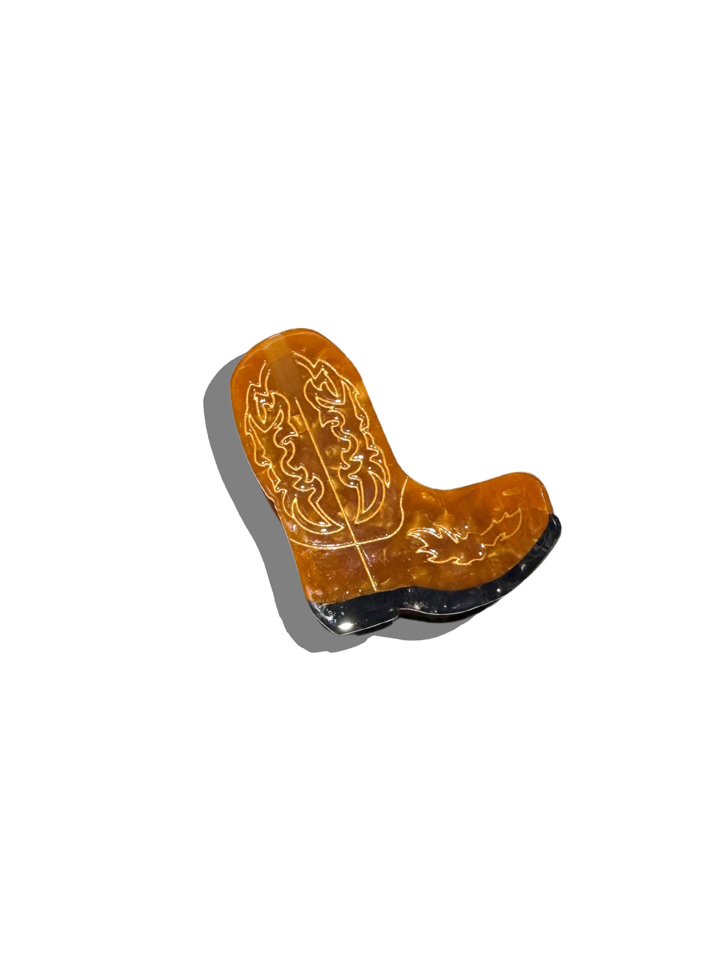 Hand Painted Cowboy Boot Hair Clip - Brown