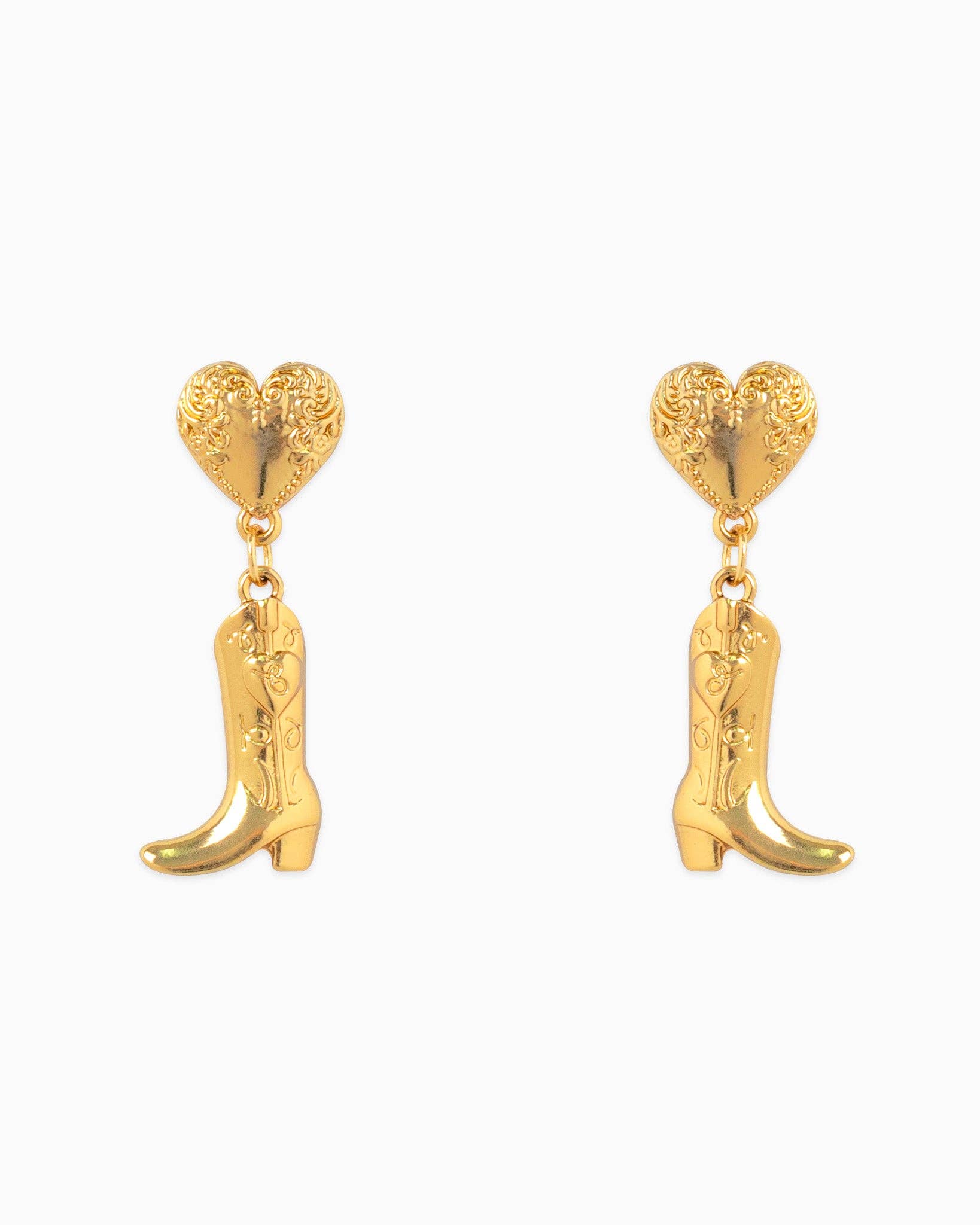 Western Heart Boot Drop Earrings