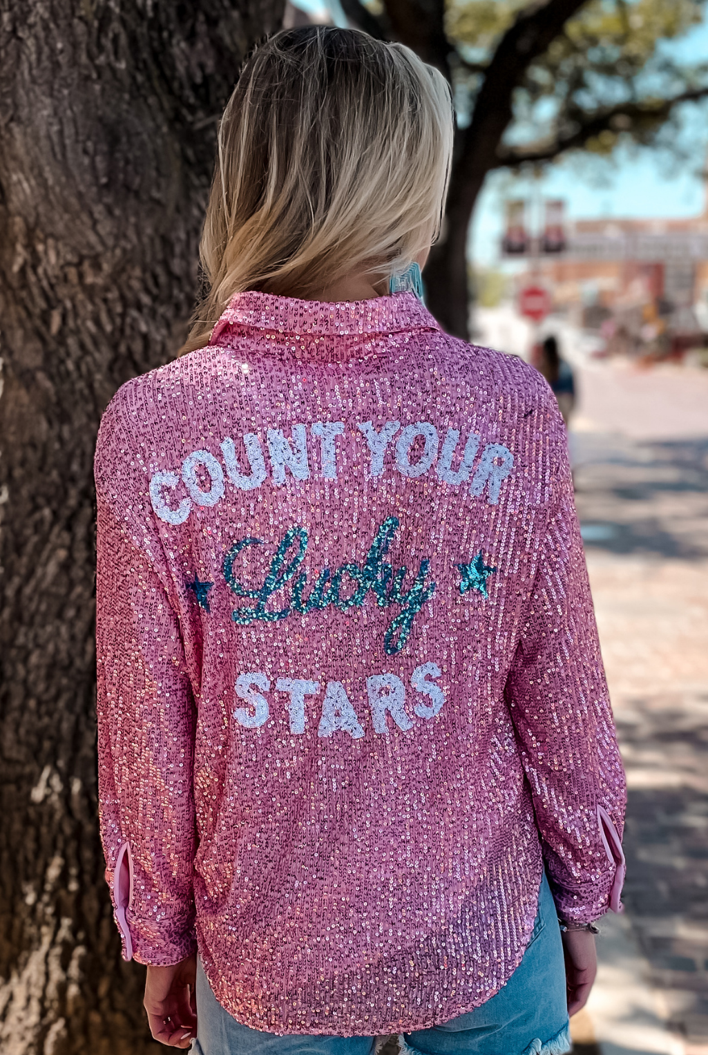 Count Your Lucky Stars Sequin Oversized Shirt