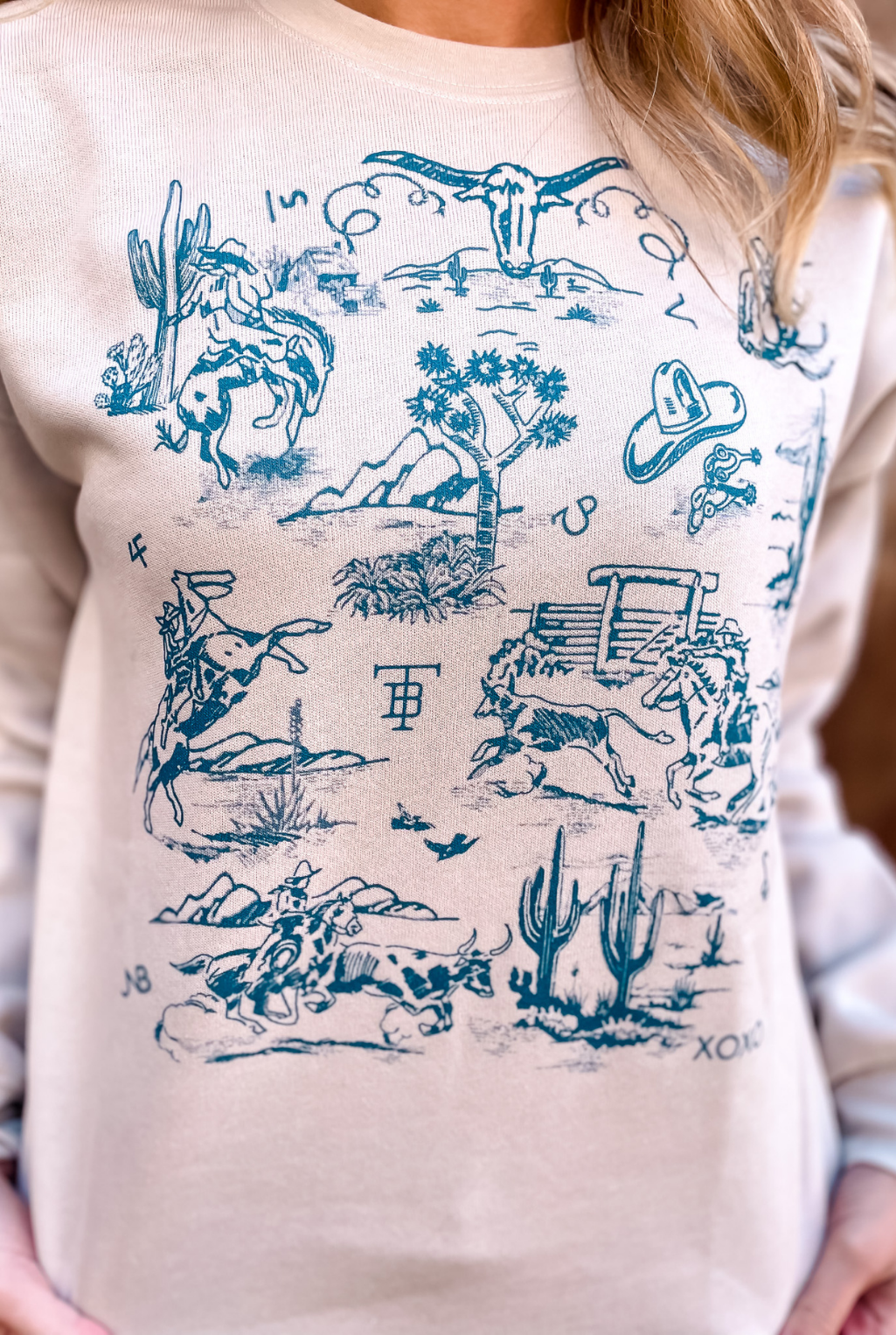 Western Toile  Sweatshirt - Blue