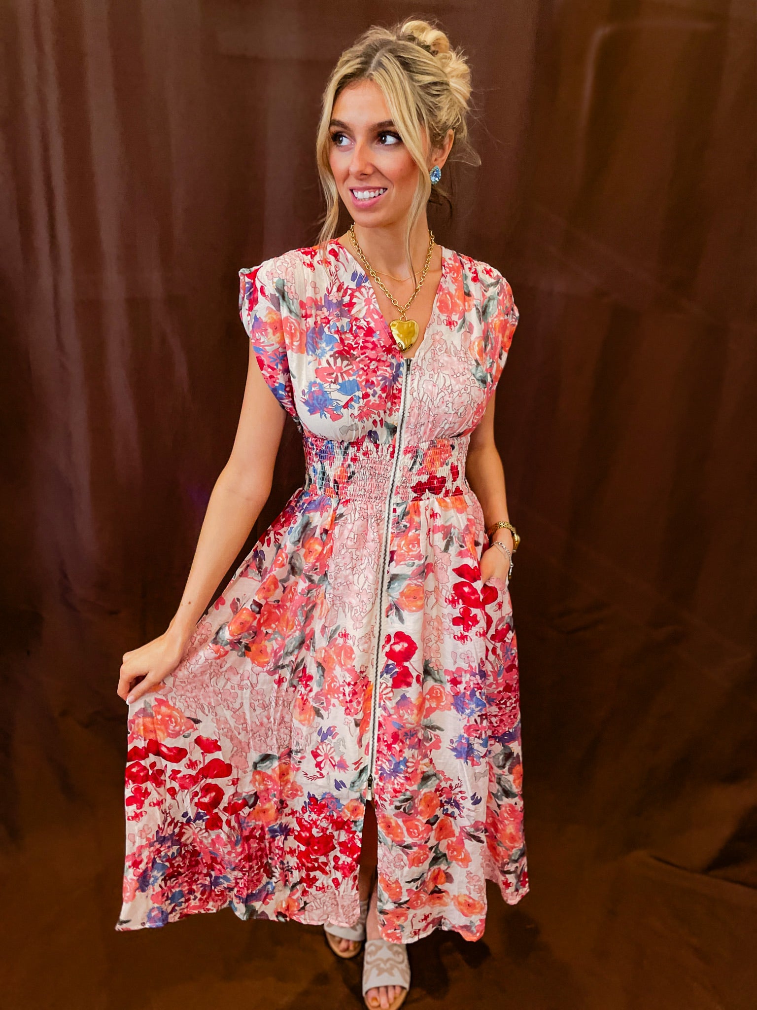 Whimsy Floral Dress Pink