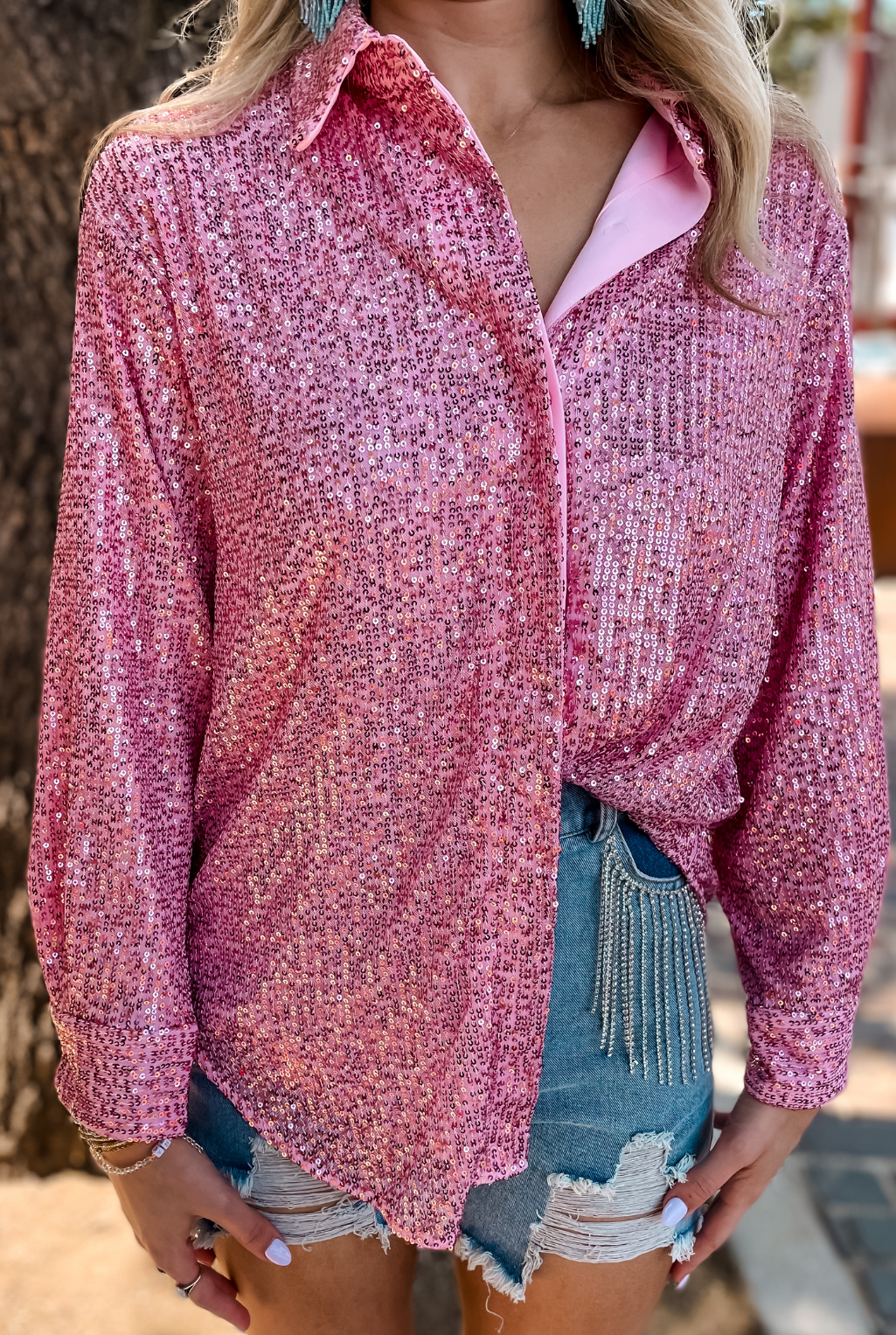 Count Your Lucky Stars Sequin Oversized Shirt