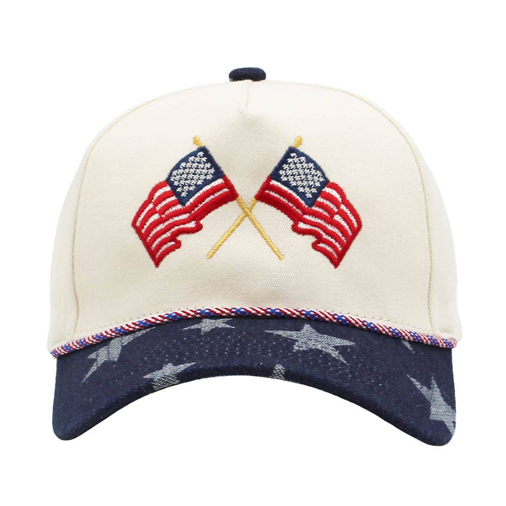 USA Double Flag Canvas Cap