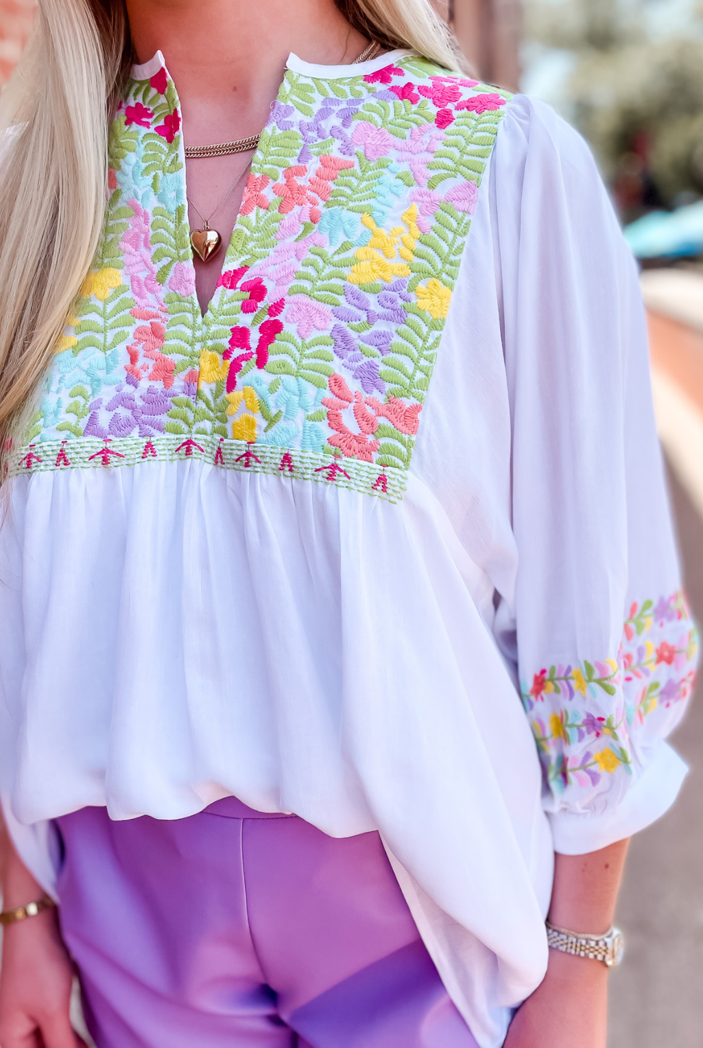 Clarissa Embroidered Top - White