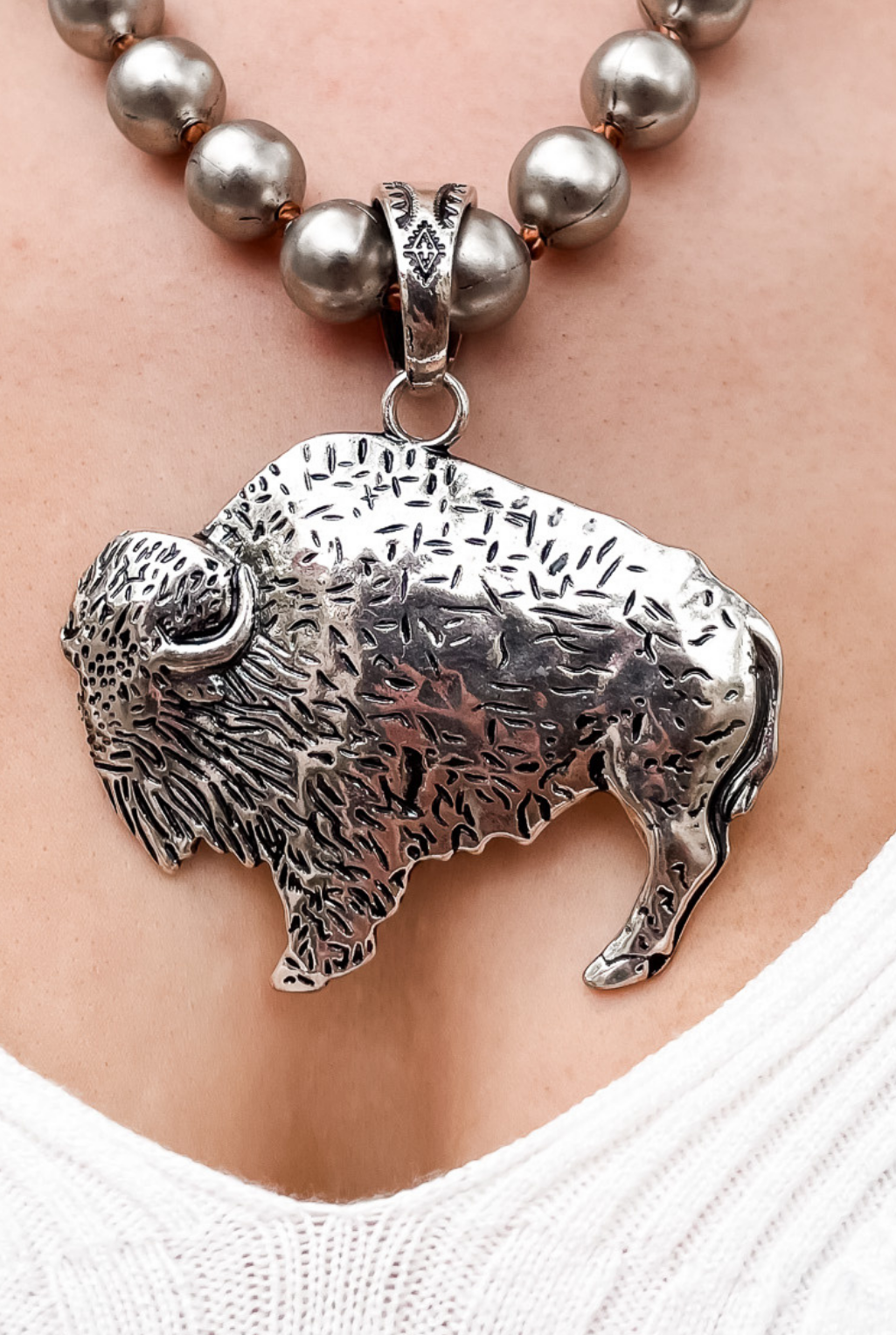 Buffalo Faux Navajo Pearl Necklace