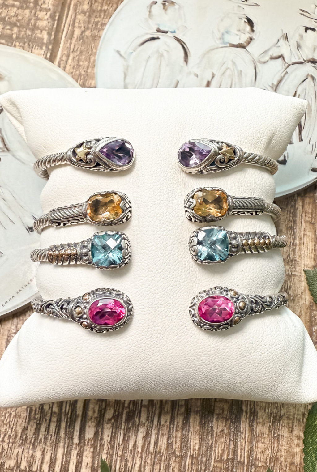 * Amethyst Etched Cable Bracelet