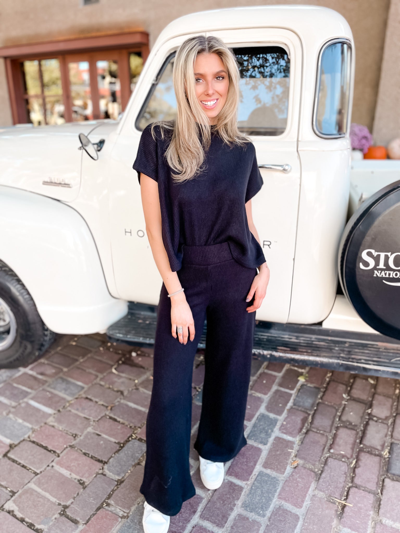 Maddi Says Waffle Set - Black