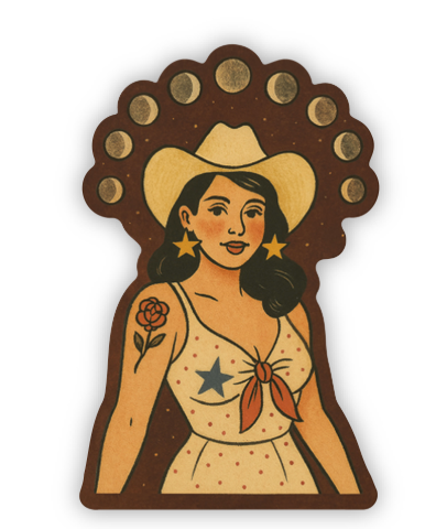 Moon Phase Cowgirl Sticker