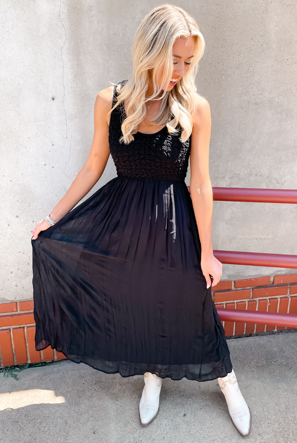 Smocked Tank Dress - Black