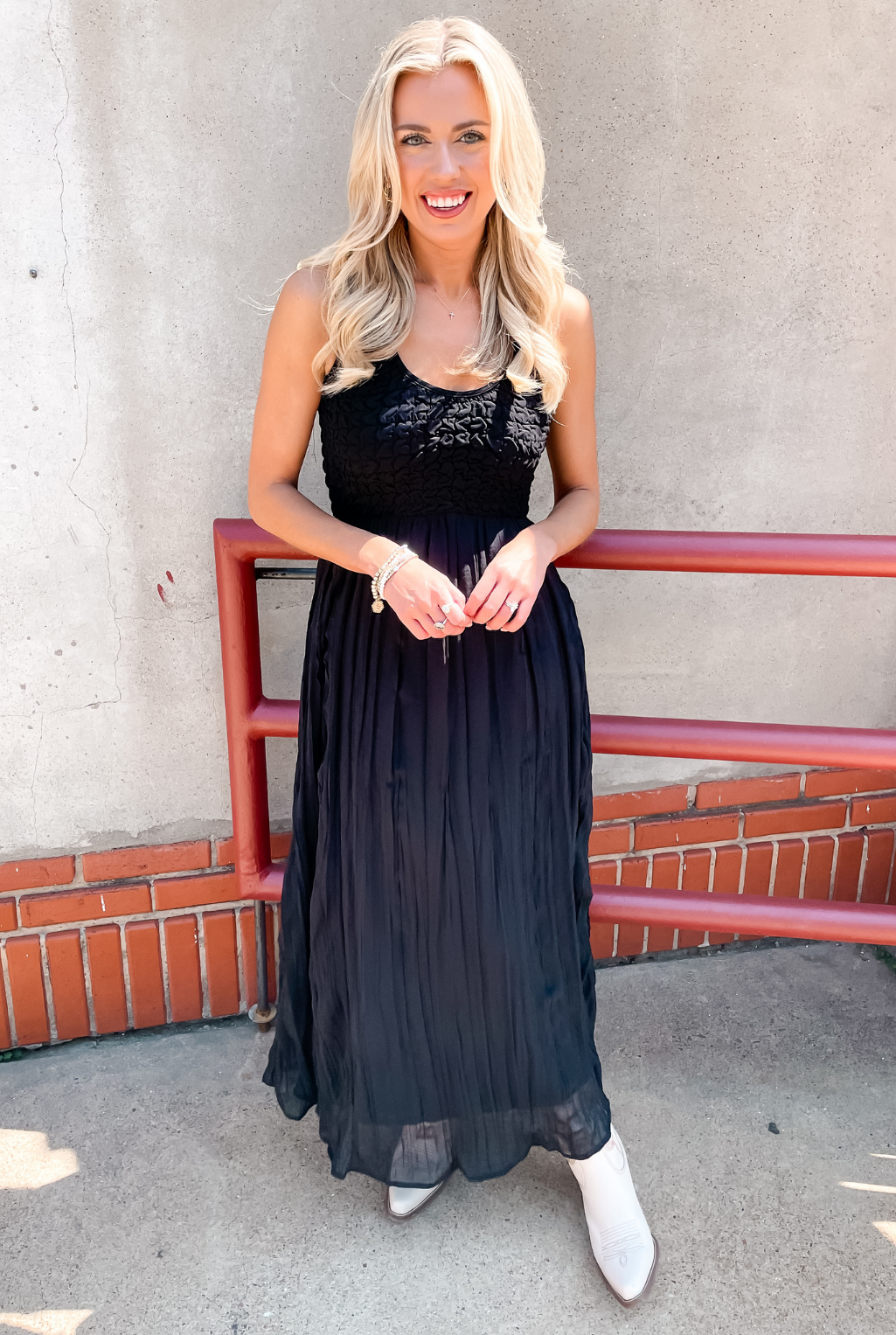 Smocked Tank Dress - Black