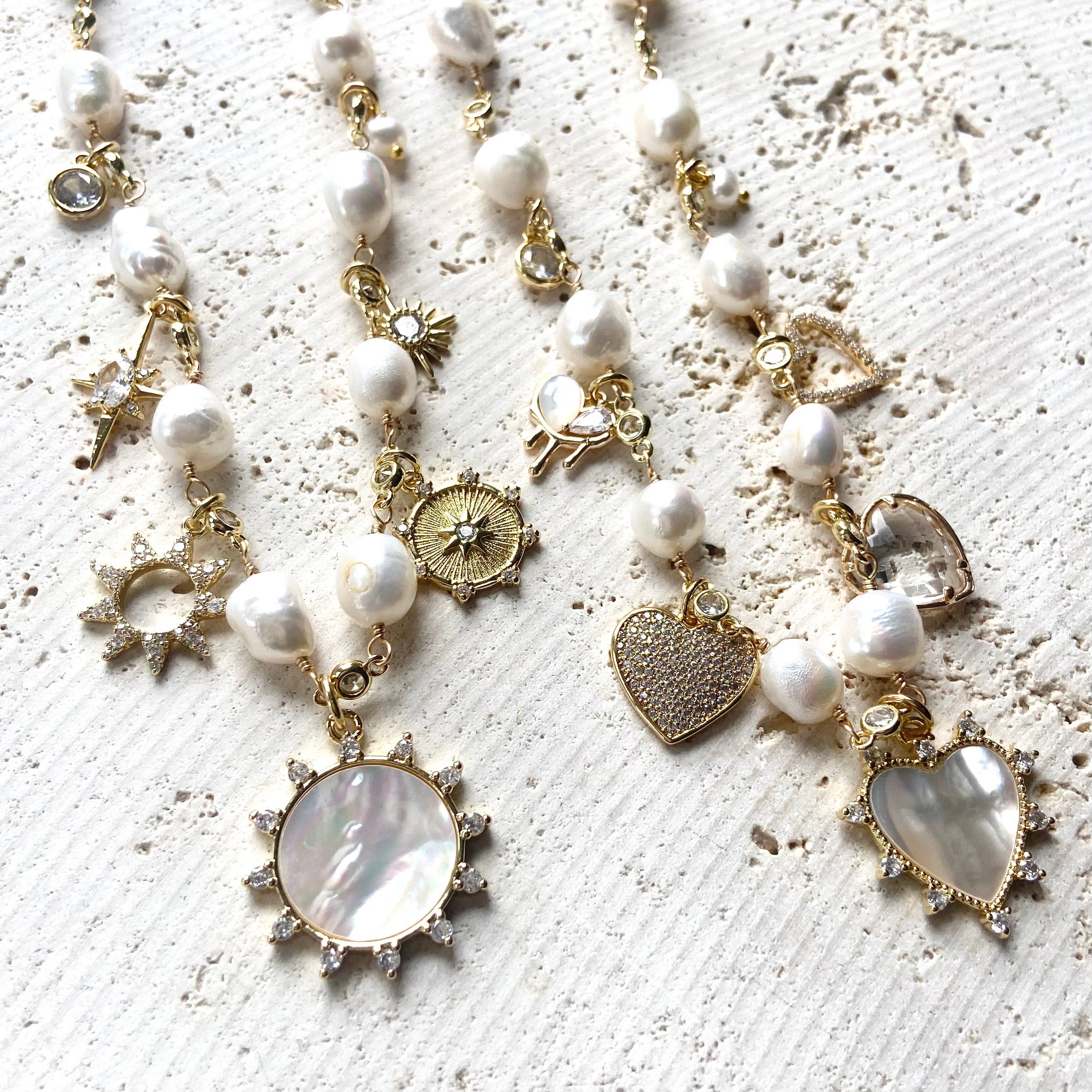 Freshwater Pearl Celestial Charm Necklace