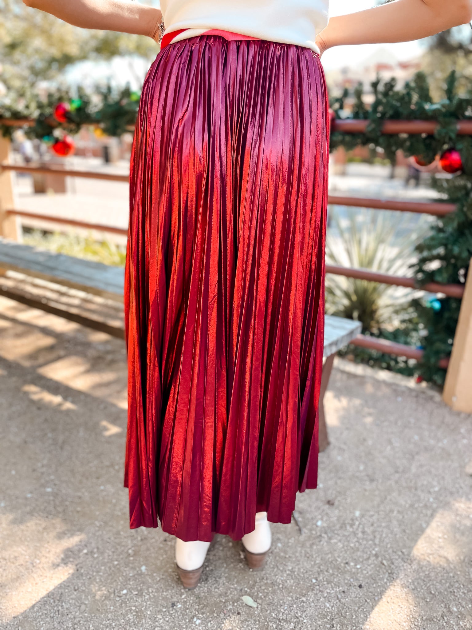 Alessandra Pleated Skirt - Burgundy