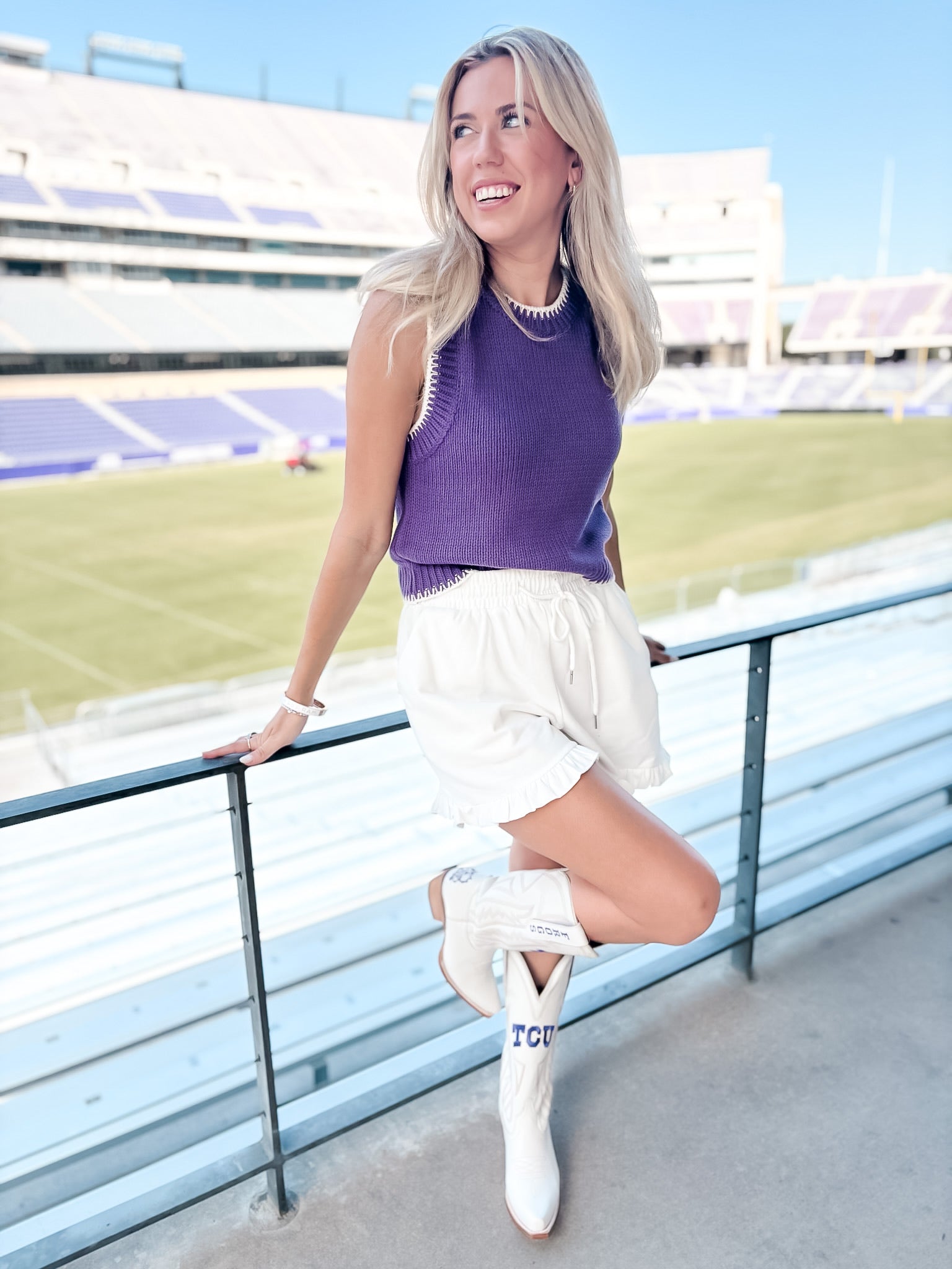 Stitch Trim Sweater - Purple