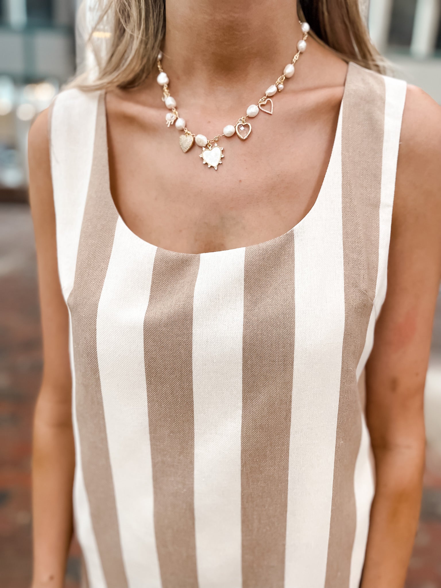 Bold Summer Stripes Dress - Khaki