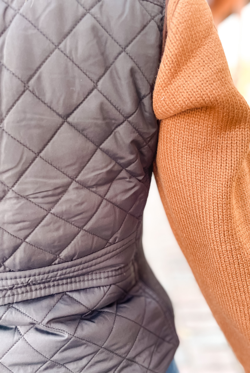 Quilted & Piped Vest - Black