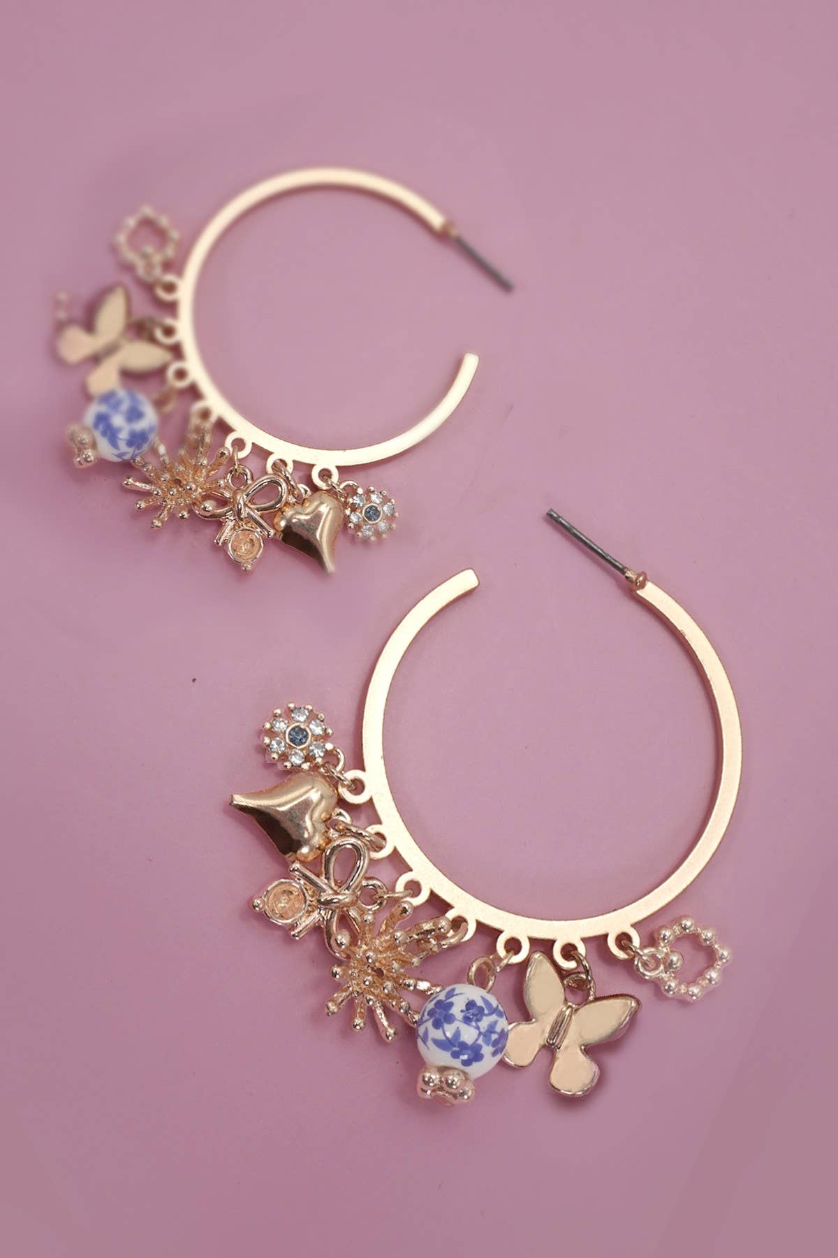 Blue Porcelain Multi Charm Earrings