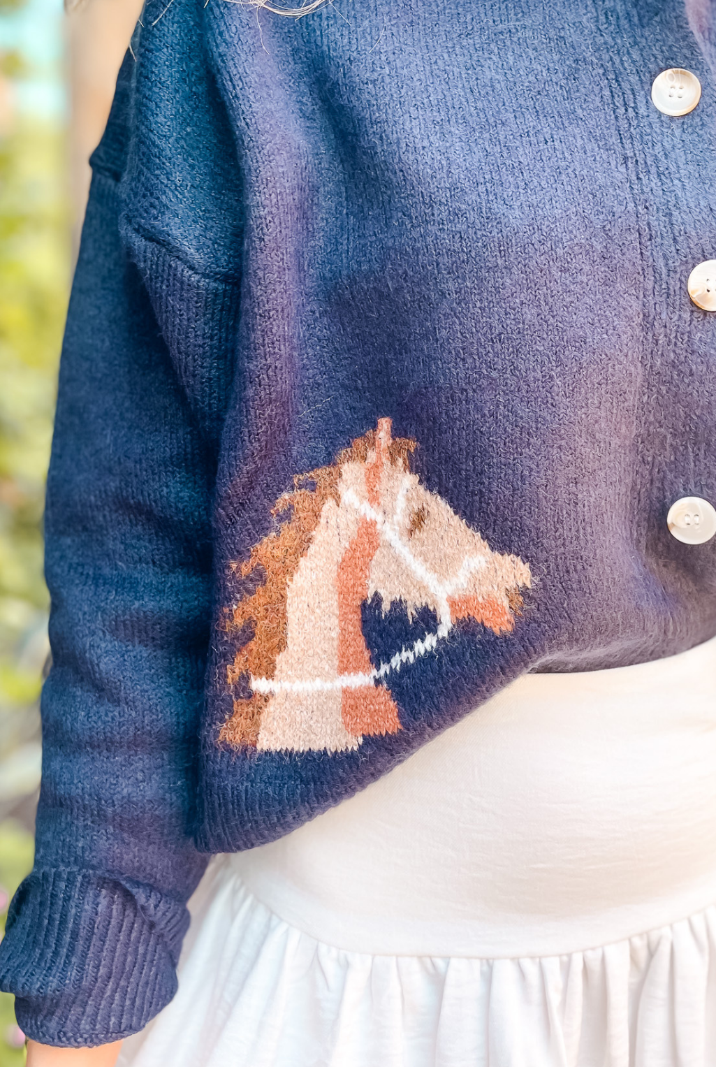 Horse Heads Cardigan - Navy