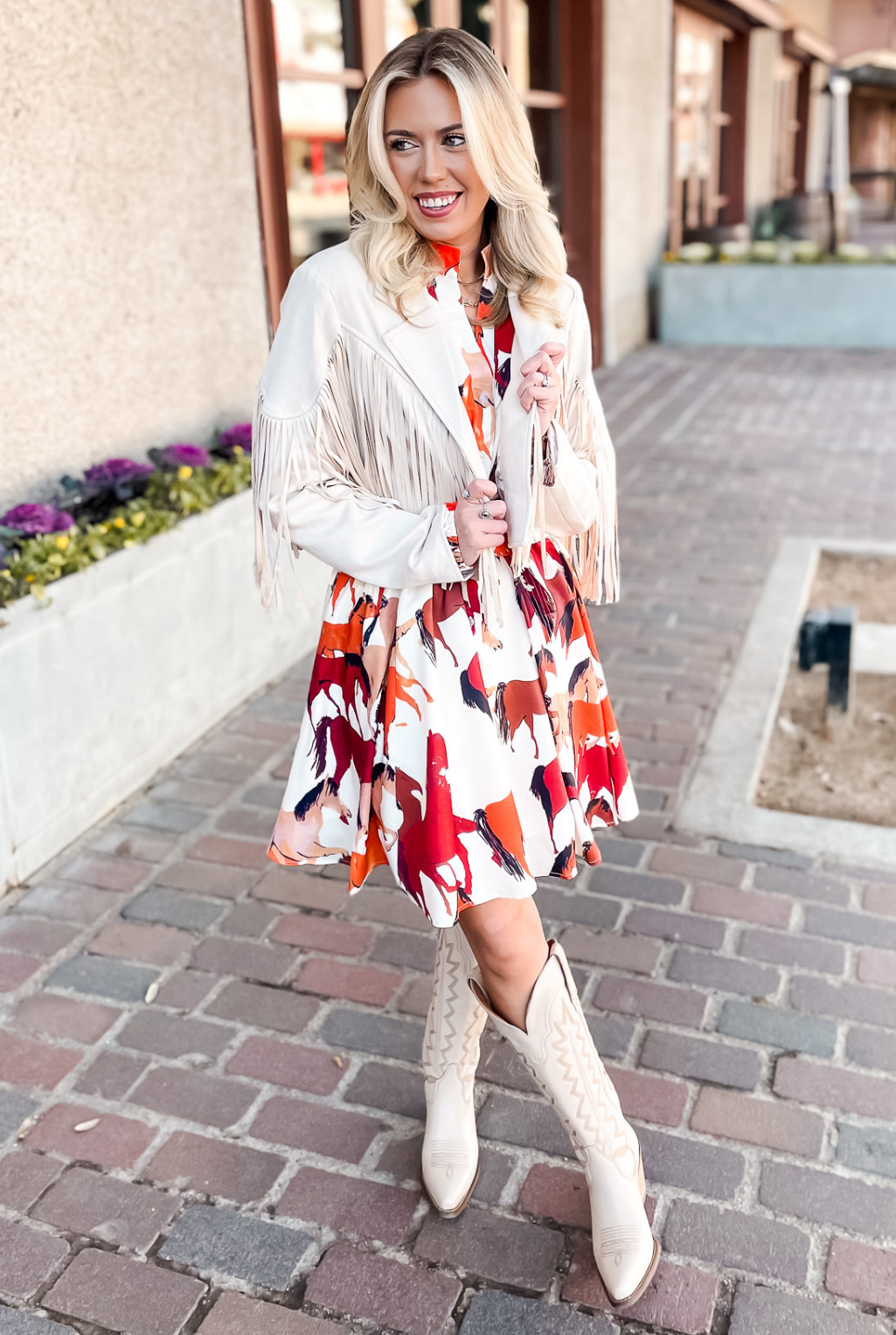 Jolene Suede Fringe Jacket - Cream