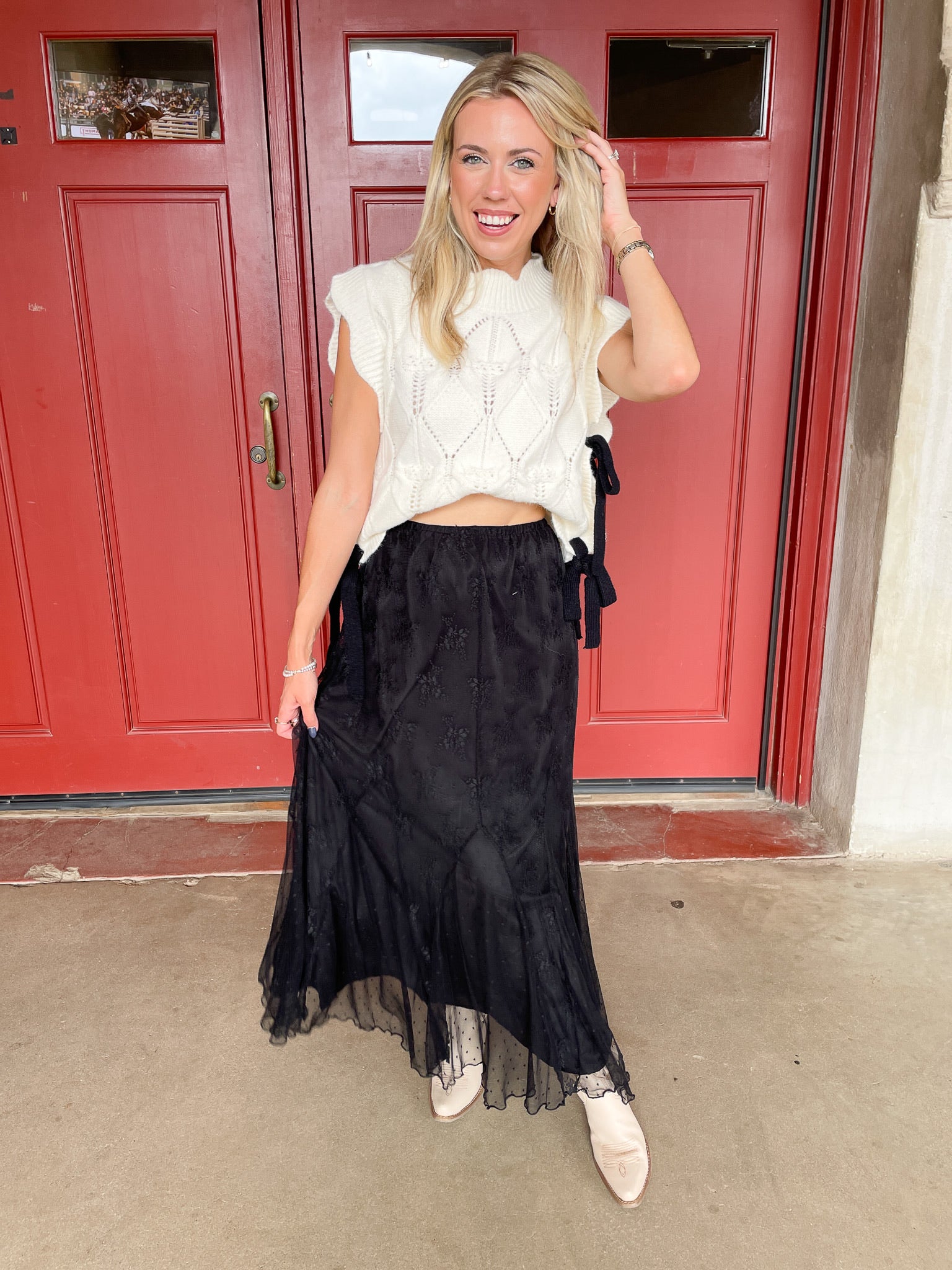 Scalloped Side Tie Sweater Vest