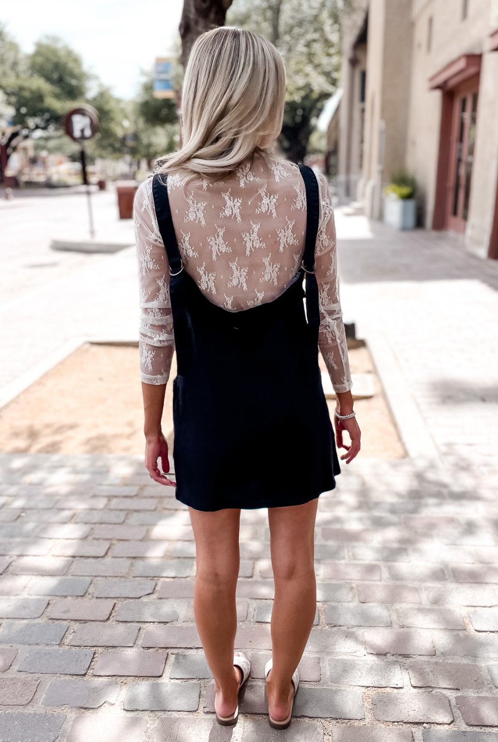 Denim Washed Overall Dress - Black