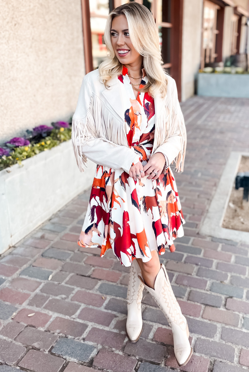 Jolene Suede Fringe Jacket - Cream