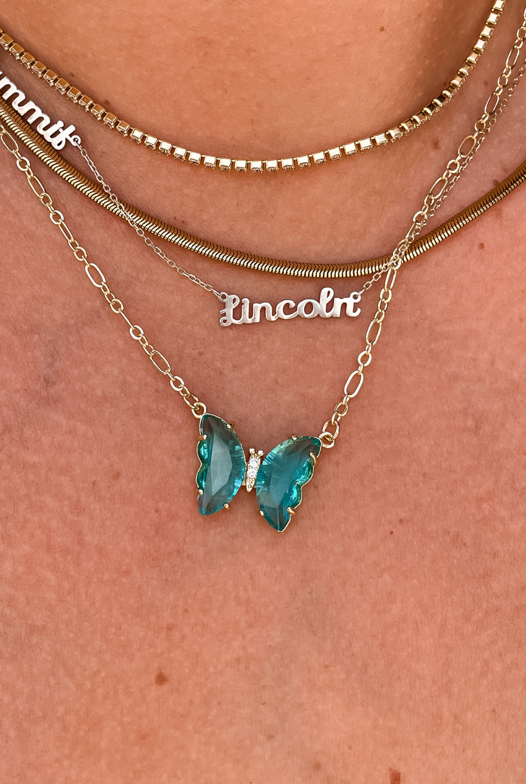 Flighty Butterfly Necklace - Blue