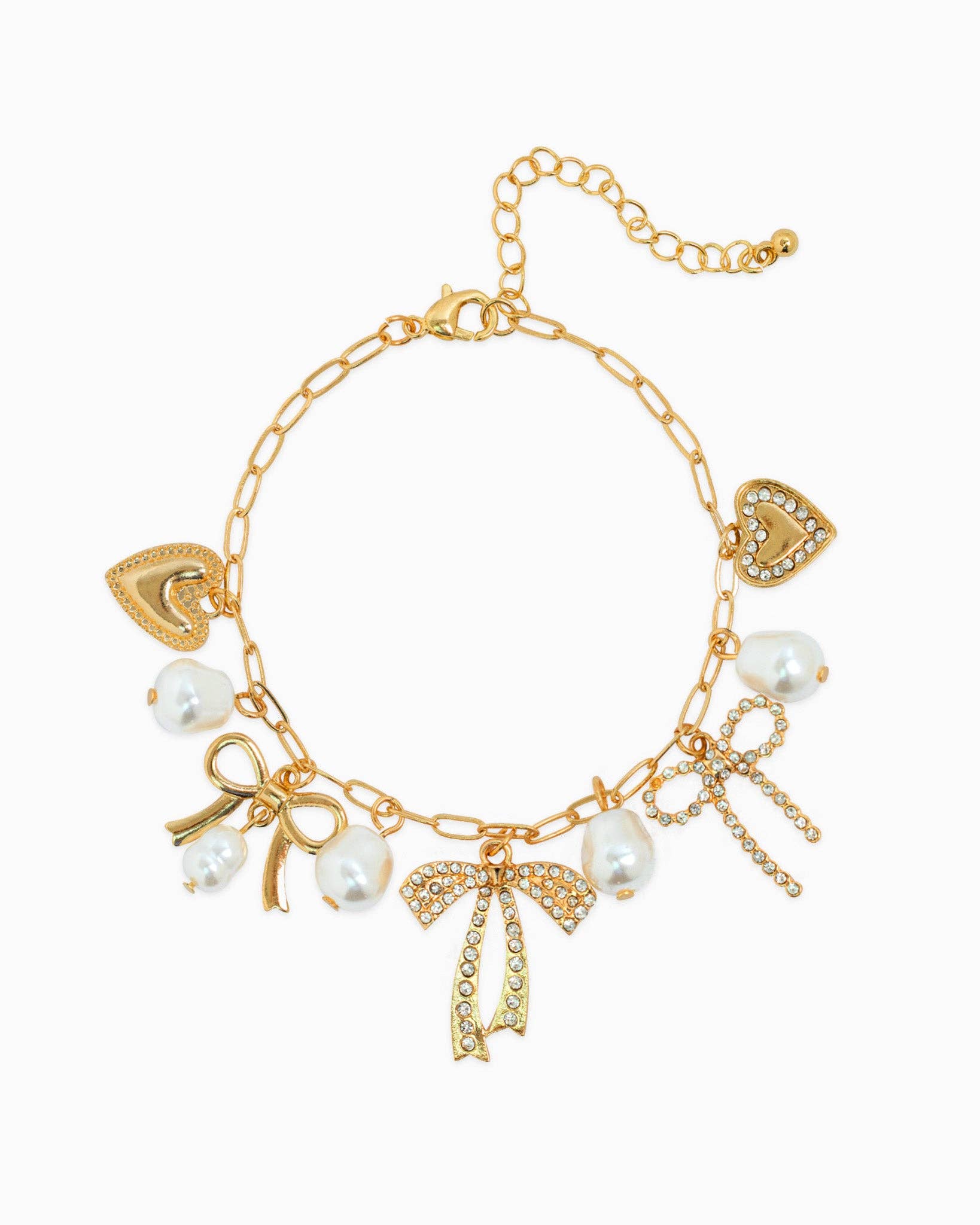 Pearl Bow Charm Bracelet
