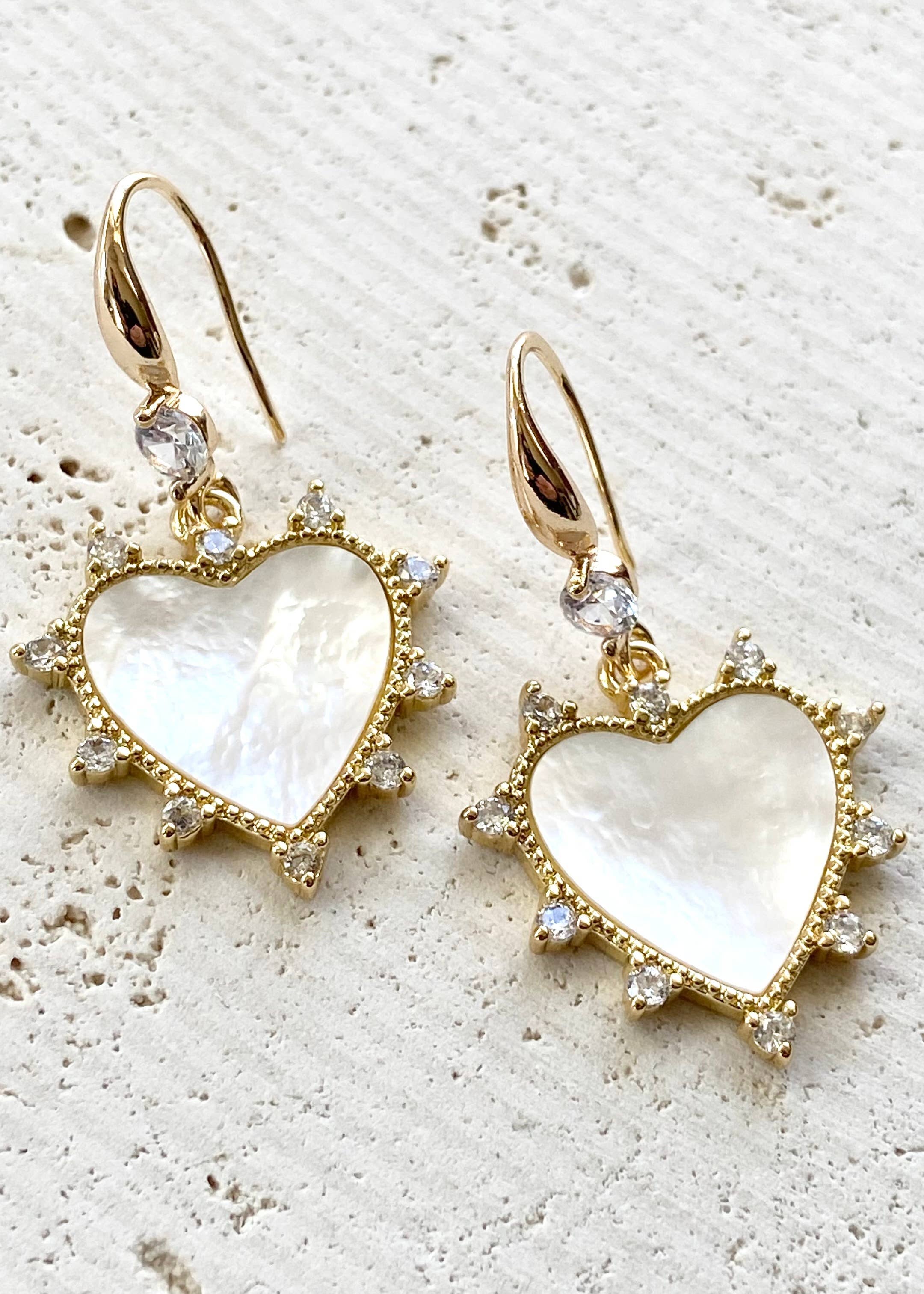 Shell Pearl Heart Earrings
