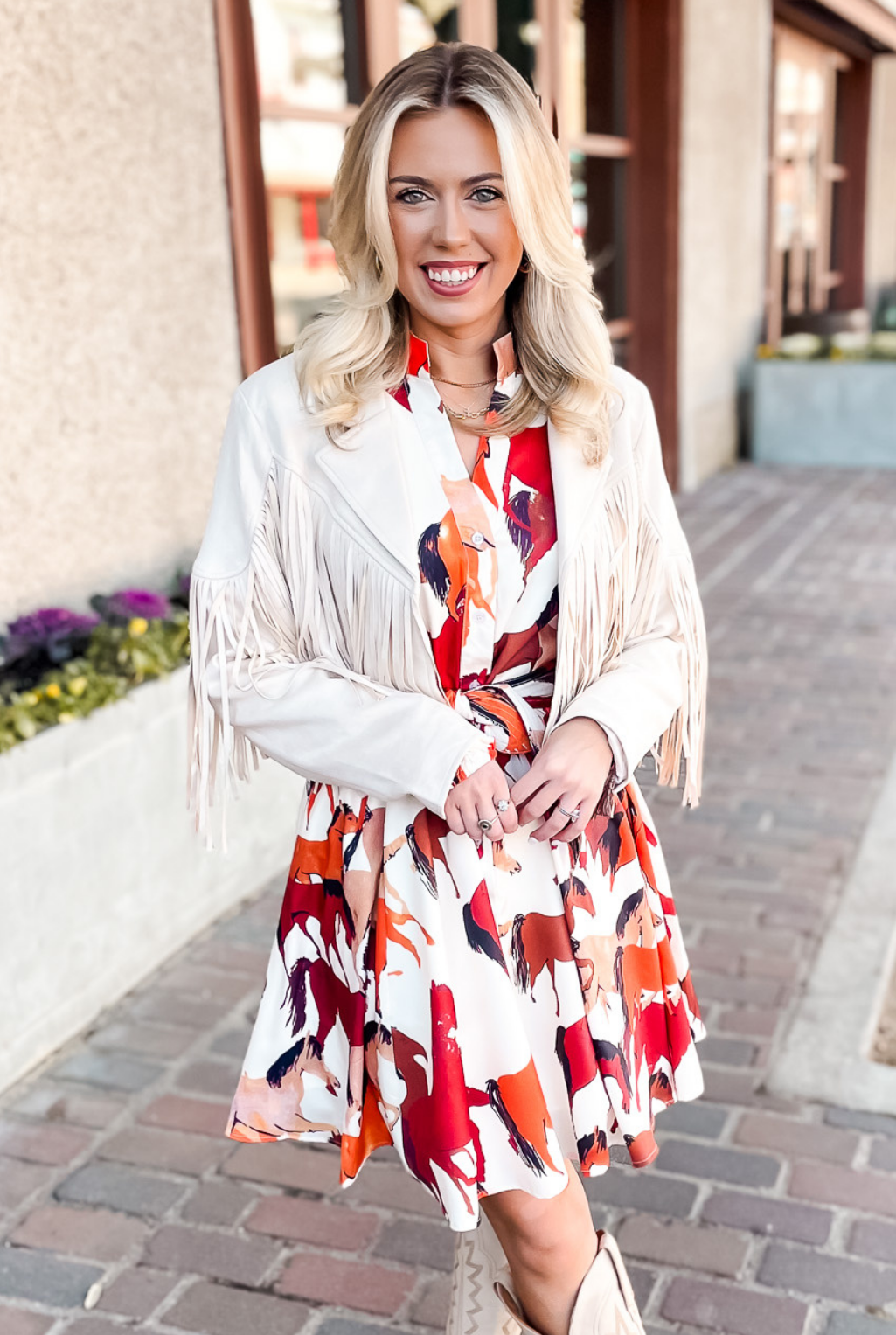 Jolene Suede Fringe Jacket - Cream