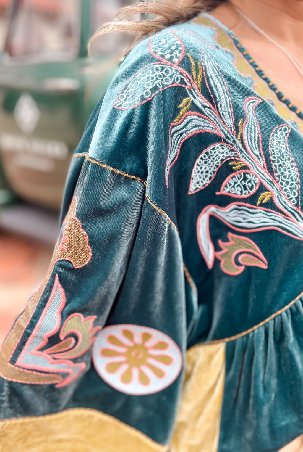 Very Velvet Embroidered Top - Teal