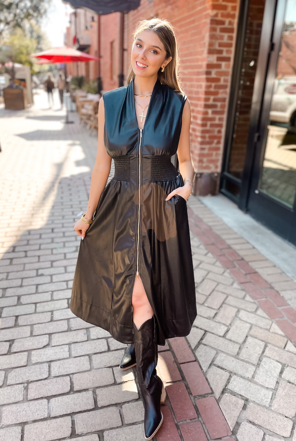 Black Faux Leather Dress