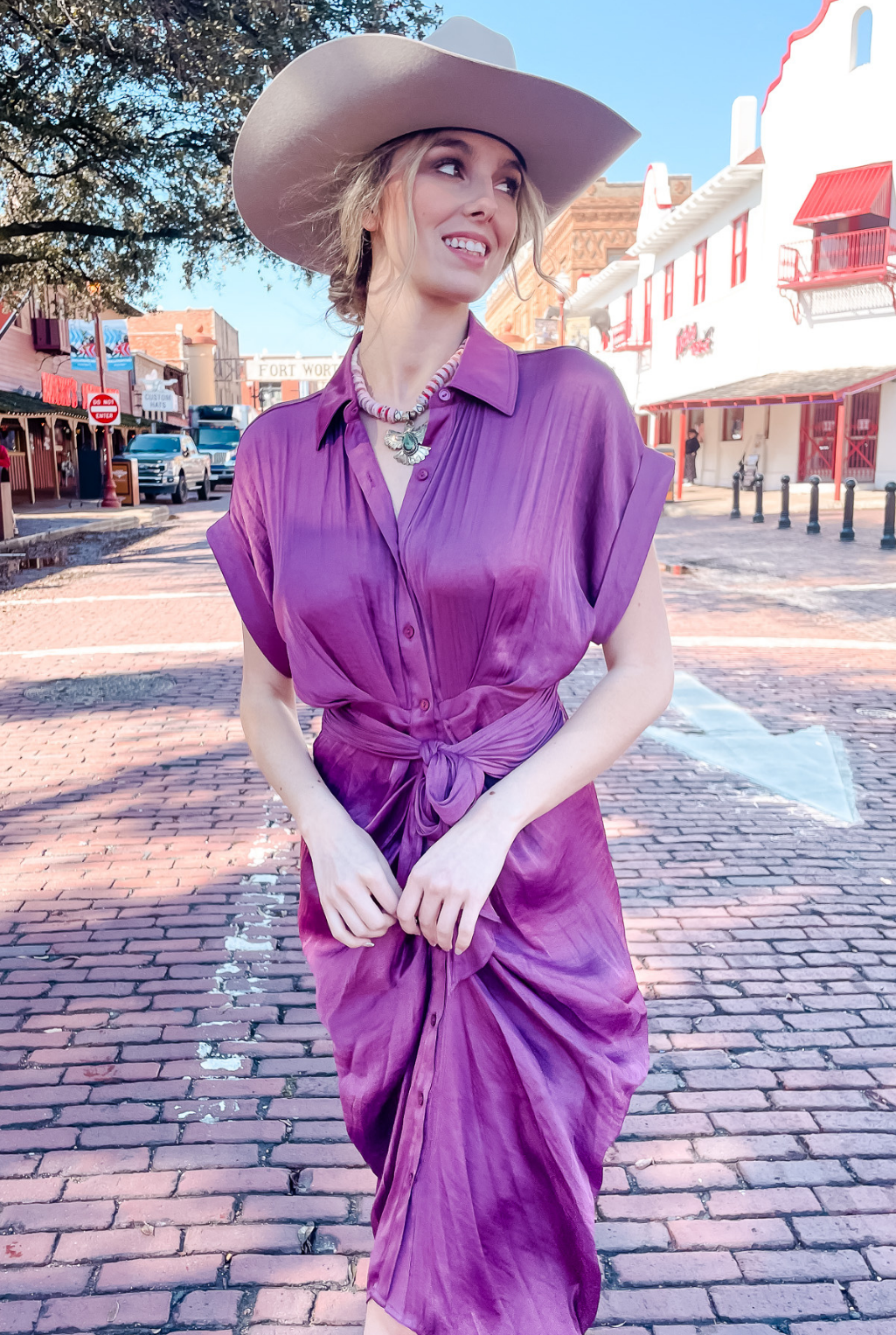 Tori Tie Dress - Plum