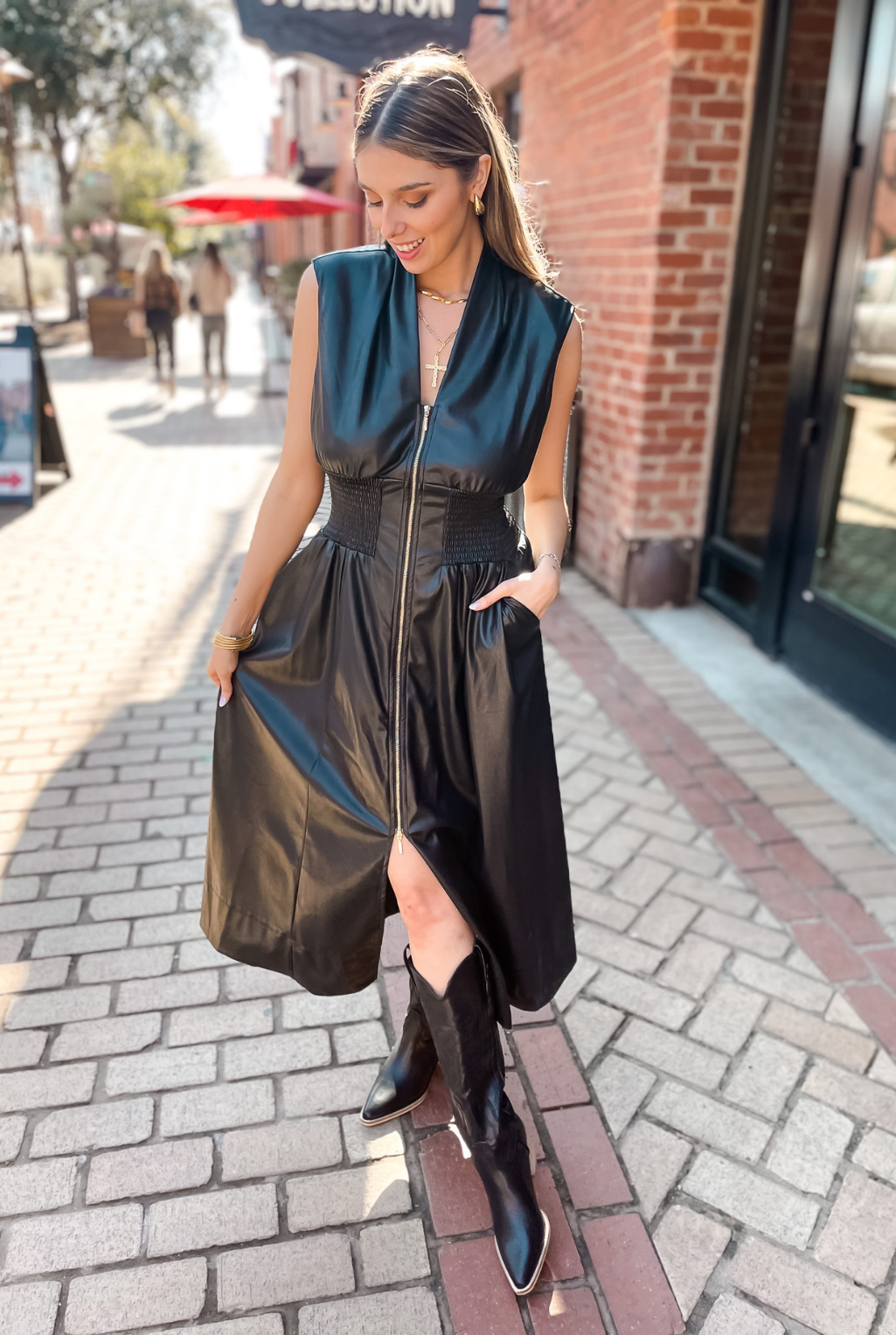 Black Faux Leather Dress