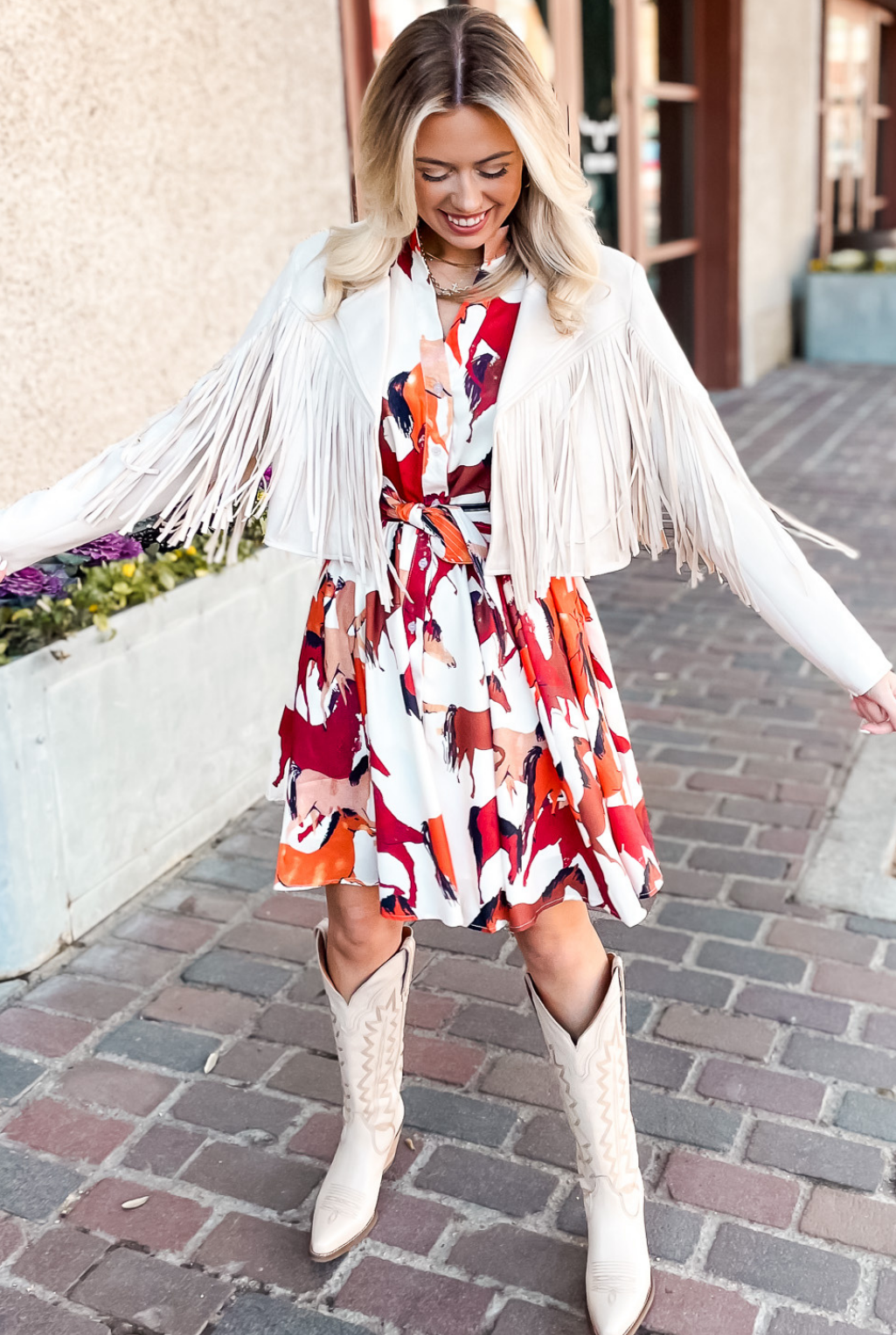 Jolene Suede Fringe Jacket - Cream