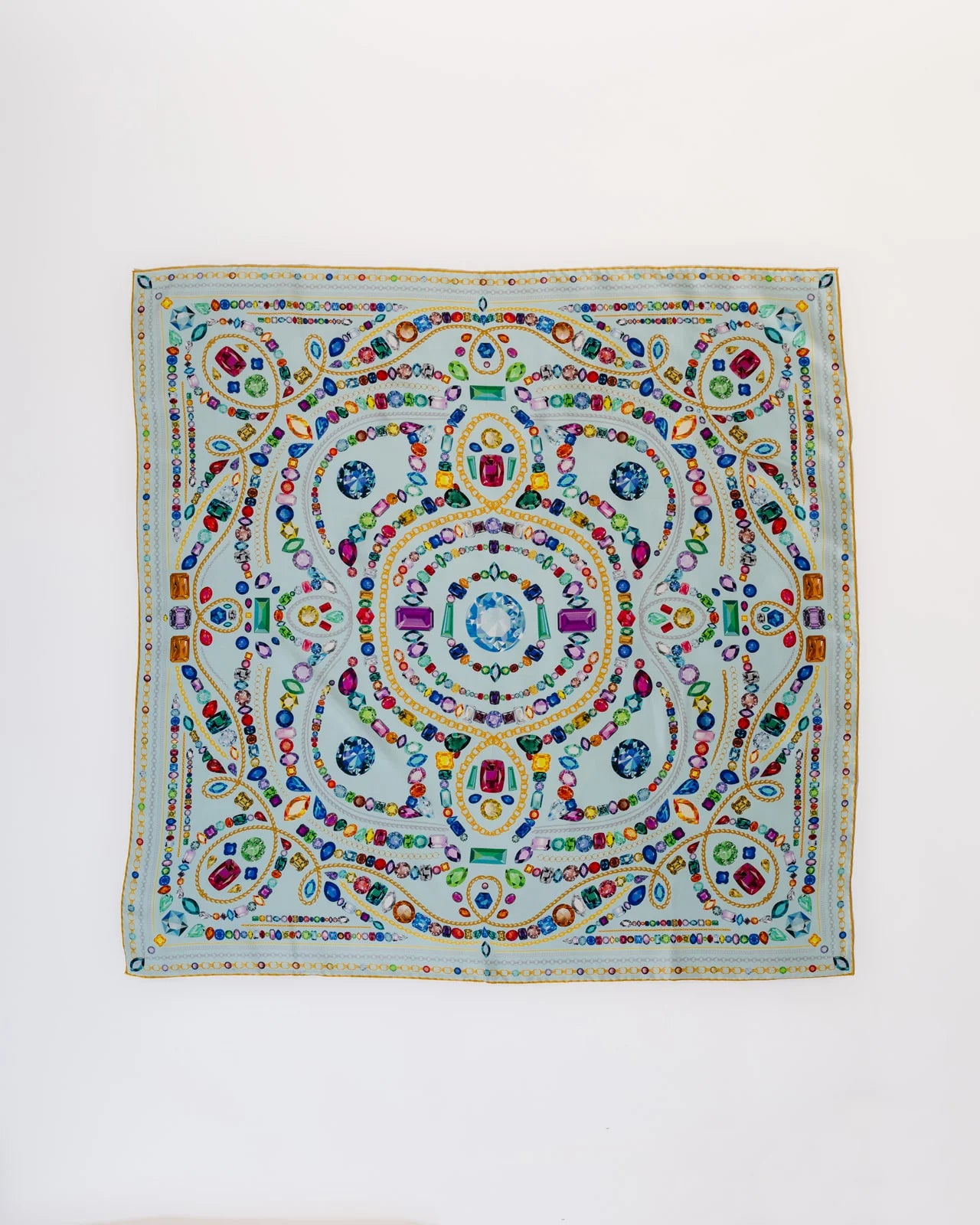 Gemstones On Turquoise Silk Square Scarf