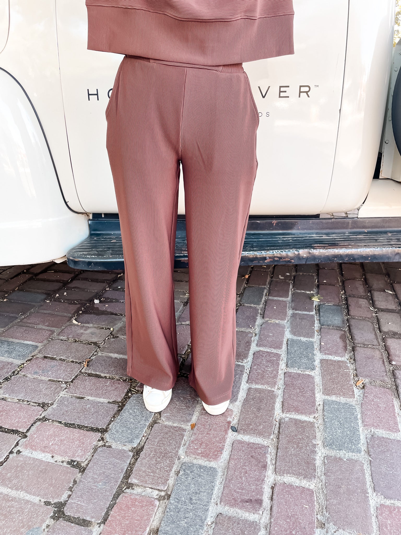 Ribbed Pant Set - Brown