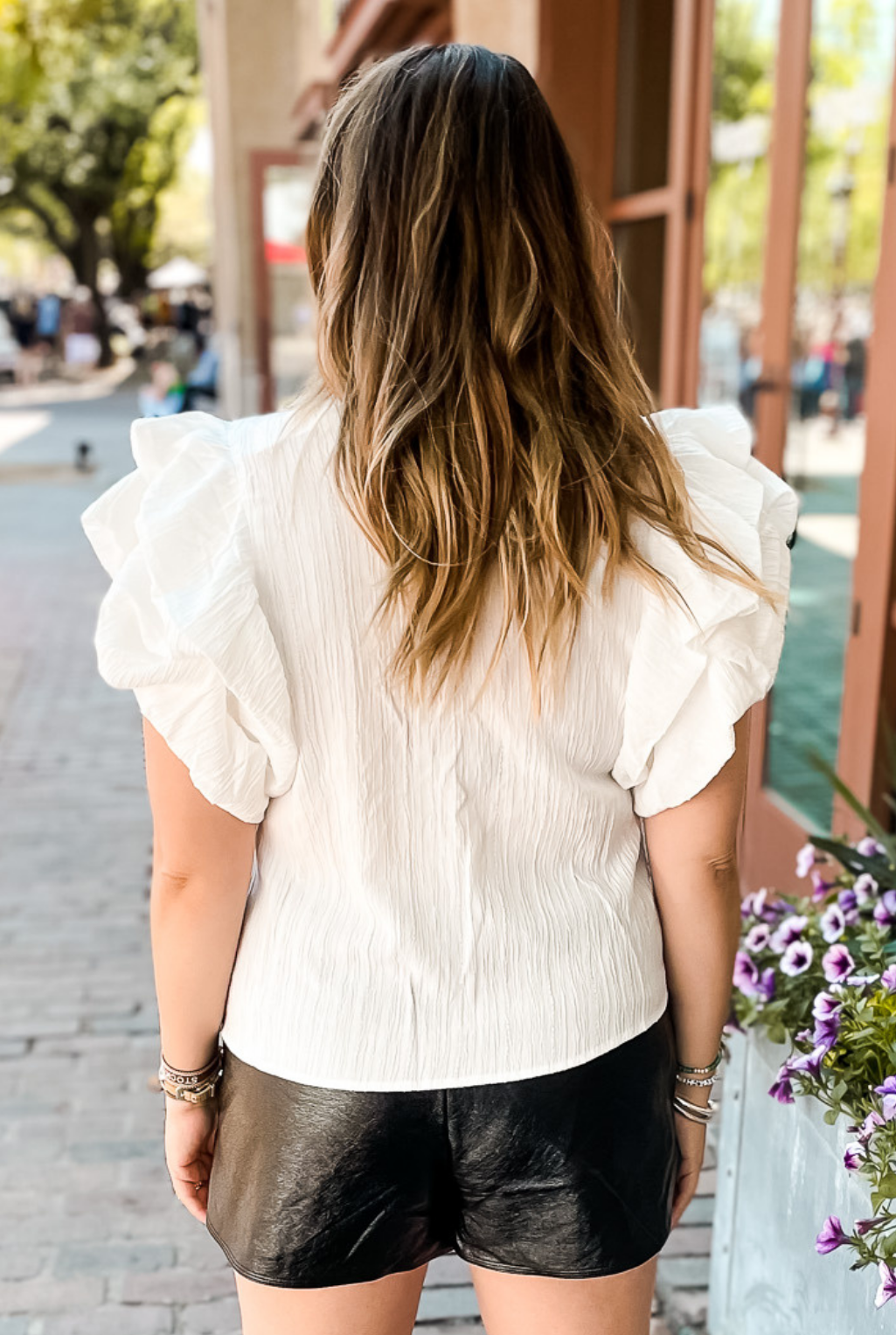Flutter Sleeve Top - White