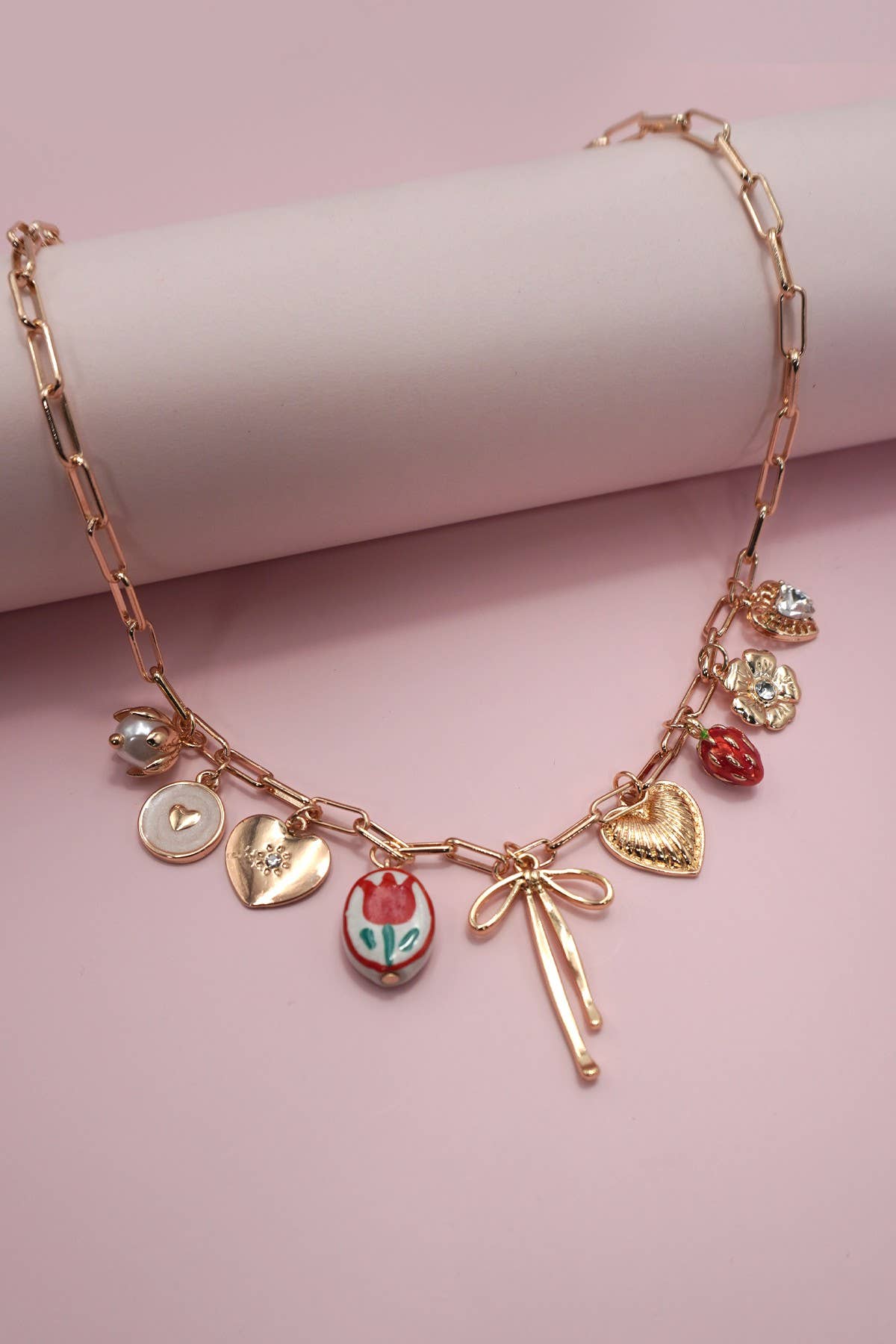 Bows, Hearts & Flowers Charm Necklace