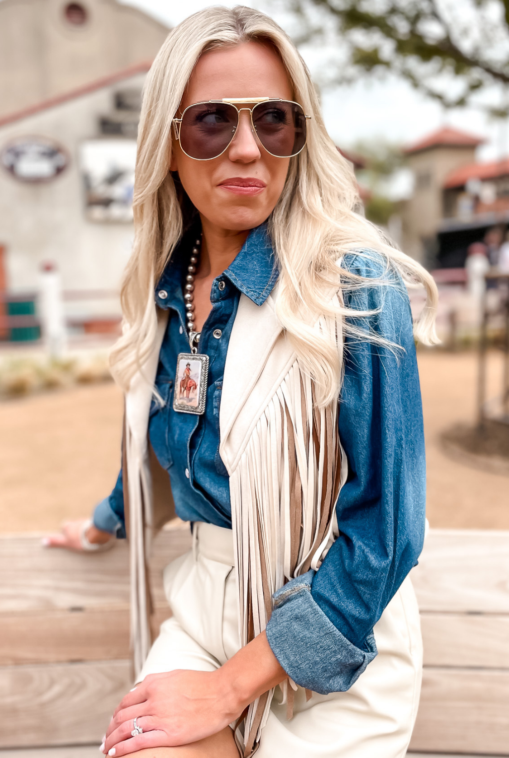 Pearl Snap Denim Shirt - Dark Wash