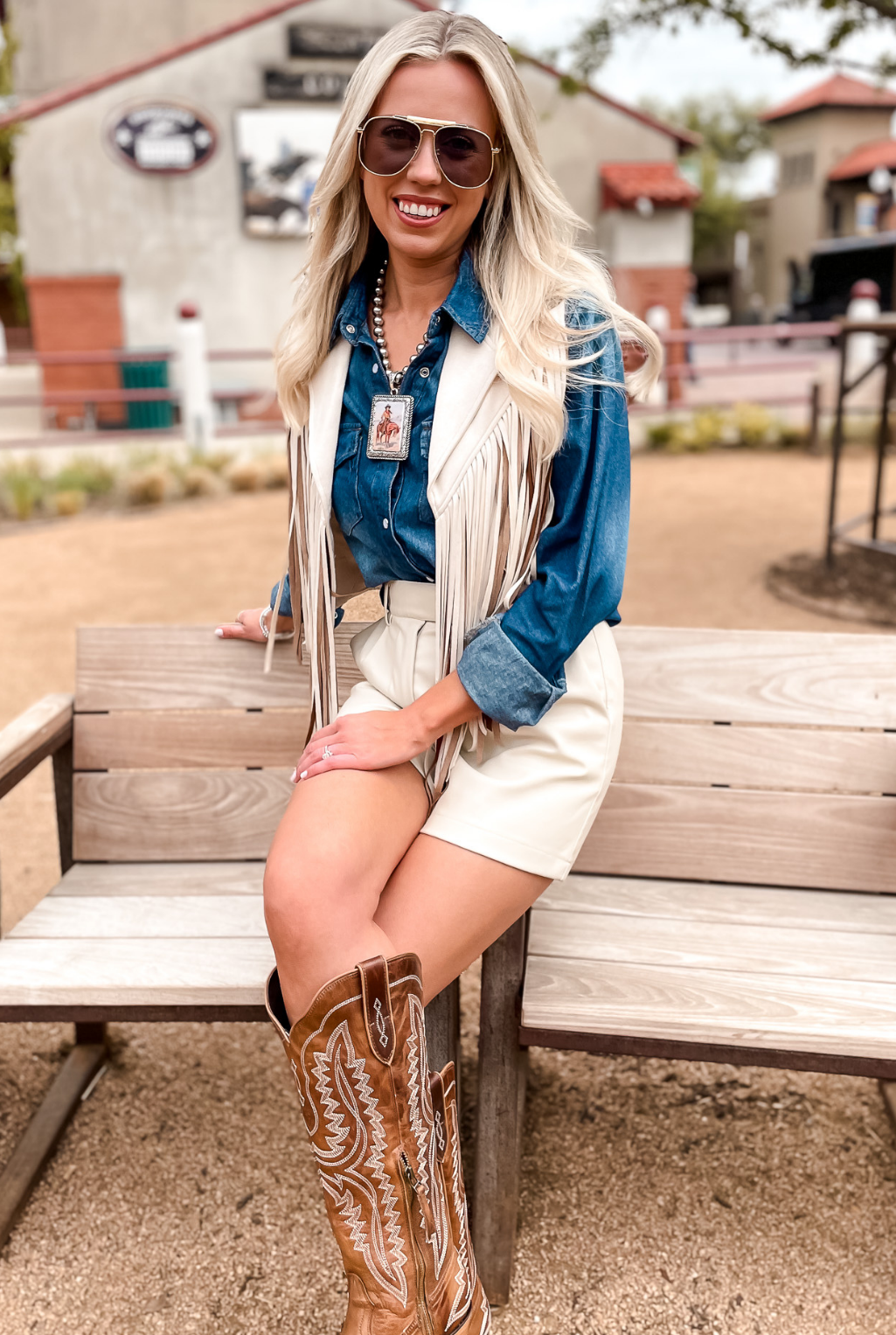 Western Wild Fringe Vest - Cream