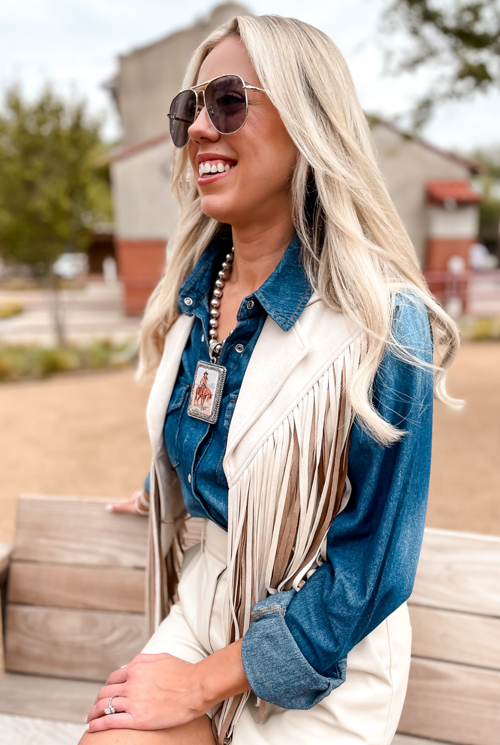 Western Wild Fringe Vest - Cream