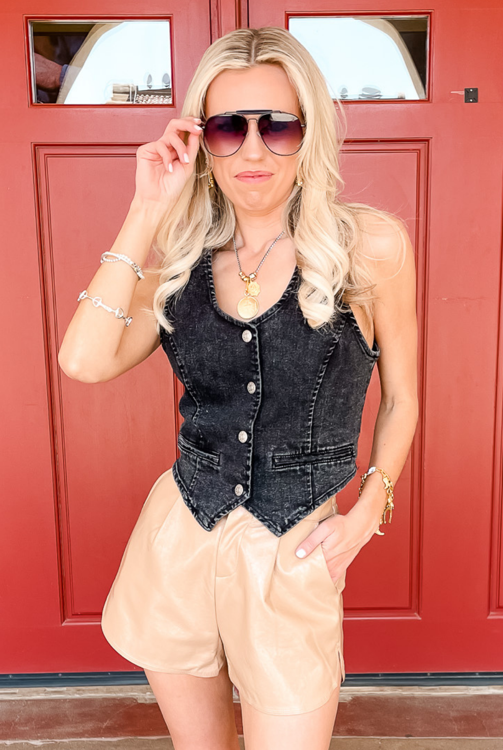 Faux Real Shorts - Tan