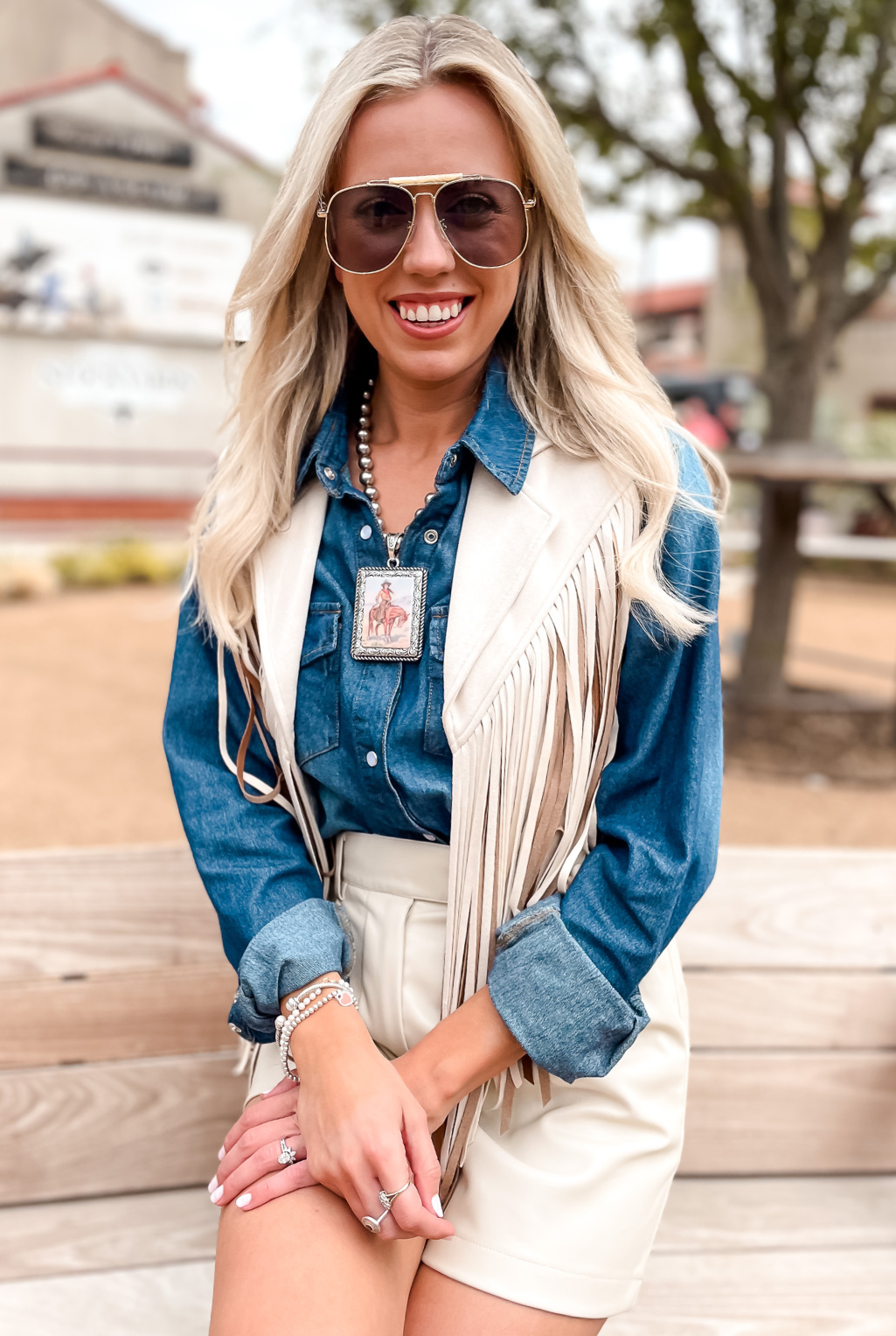 Western Wild Fringe Vest - Cream